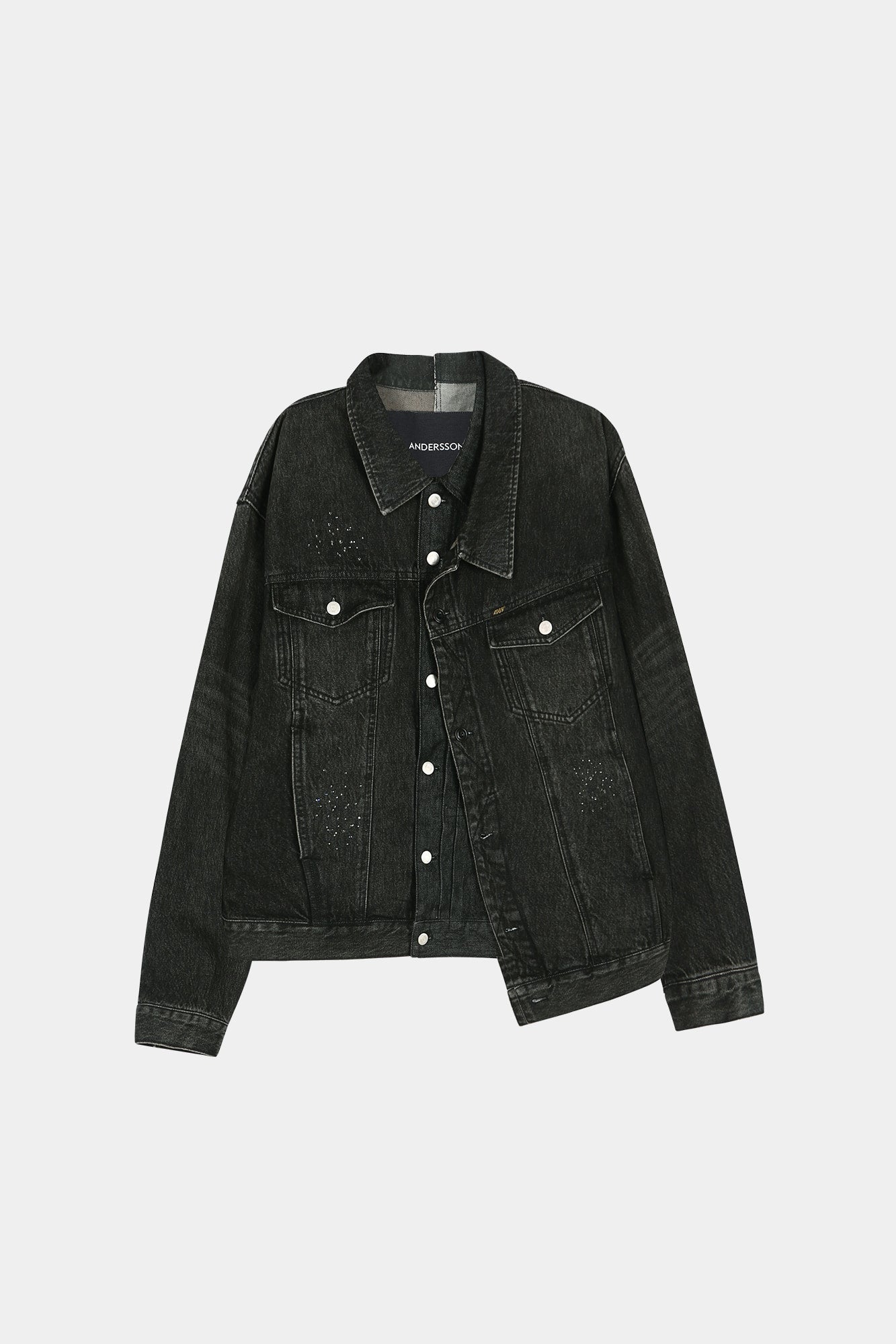 Andersson Bell - Unisex Asymmetric Layered Beads Denim Jacket (Black) product image 13 | TRAB K-Fashion Australia