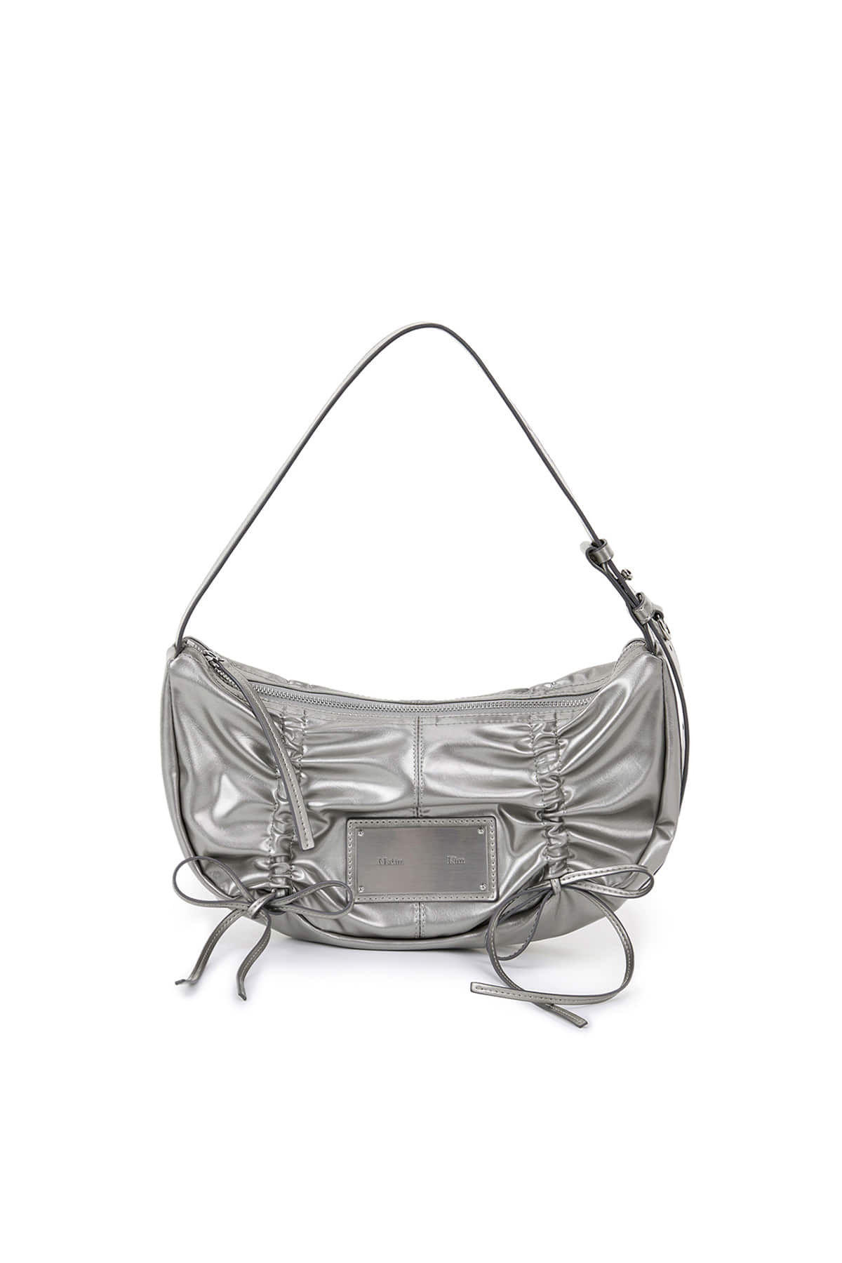 Matin Kim - Half Shirring Ribbon Round Bag (Dark Silver) product image 1 | TRAB K-Fashion Australia