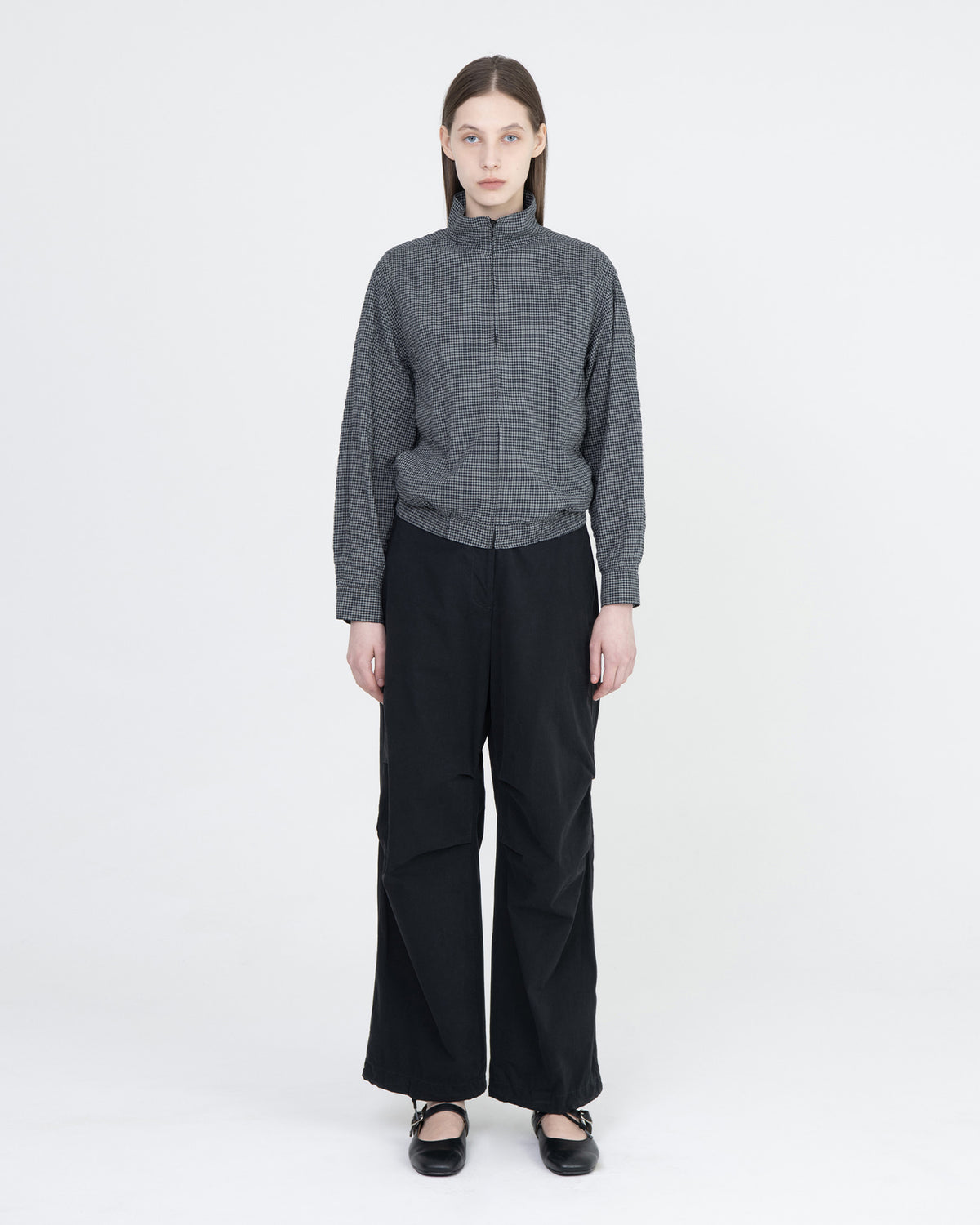 Brownyard - Organic Cotton Stand Collar Blouson (Grey Check) product image 2 | TRAB K-Fashion Australia