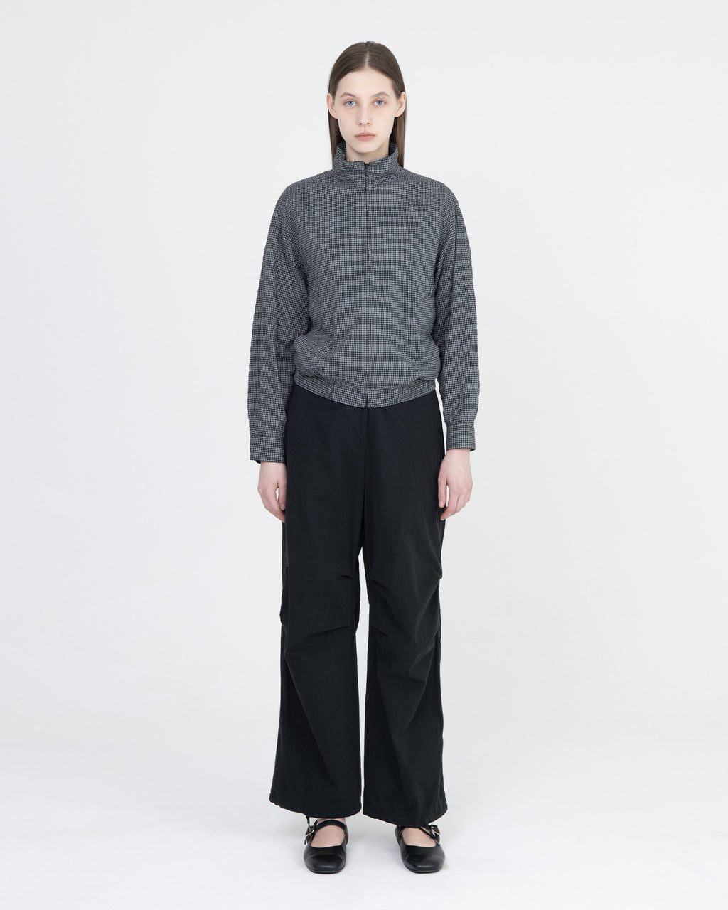 Brownyard - Organic Cotton Stand Collar Blouson (Grey Check) product image 2 | TRAB K-Fashion Australia