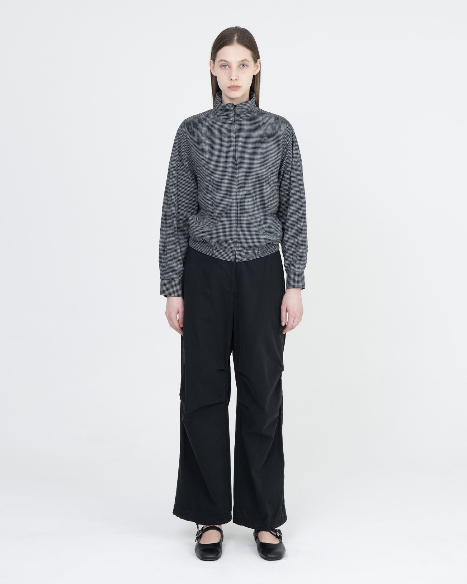 Brownyard - Organic Cotton Stand Collar Blouson (Grey Check) product image 2 | TRAB K-Fashion Australia