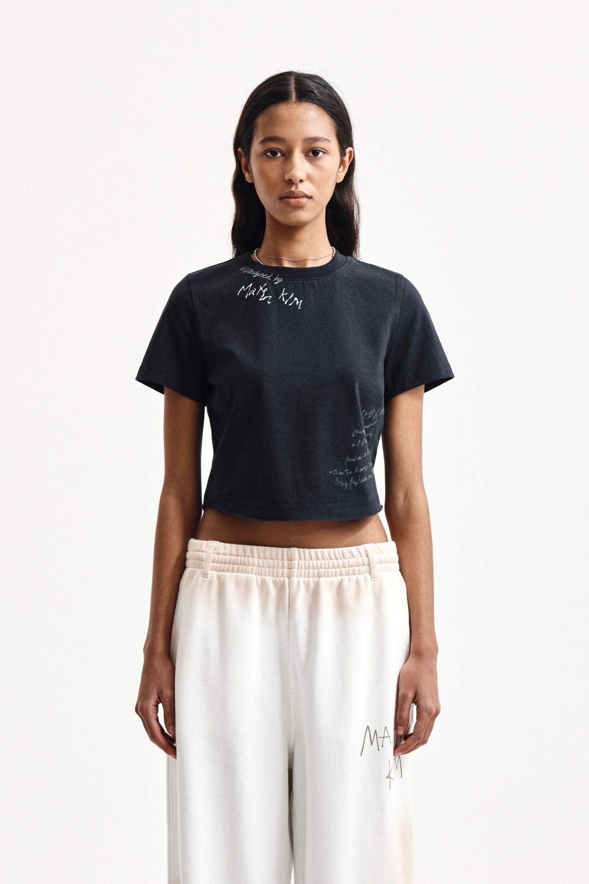 Matin Kim - Graffiti Round Hem Crop Top (Navy) product image 5 | TRAB K-Fashion Australia