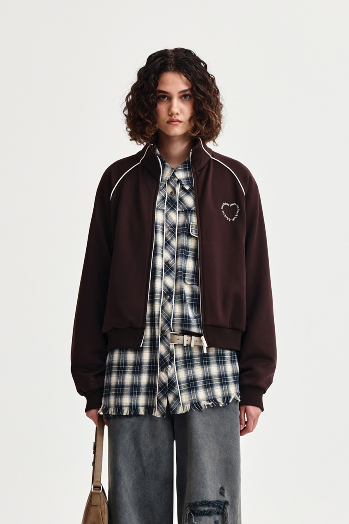 Matin Kim - Heart Logo Track Jumper (Brown) product image 1 | TRAB K-Fashion Australia