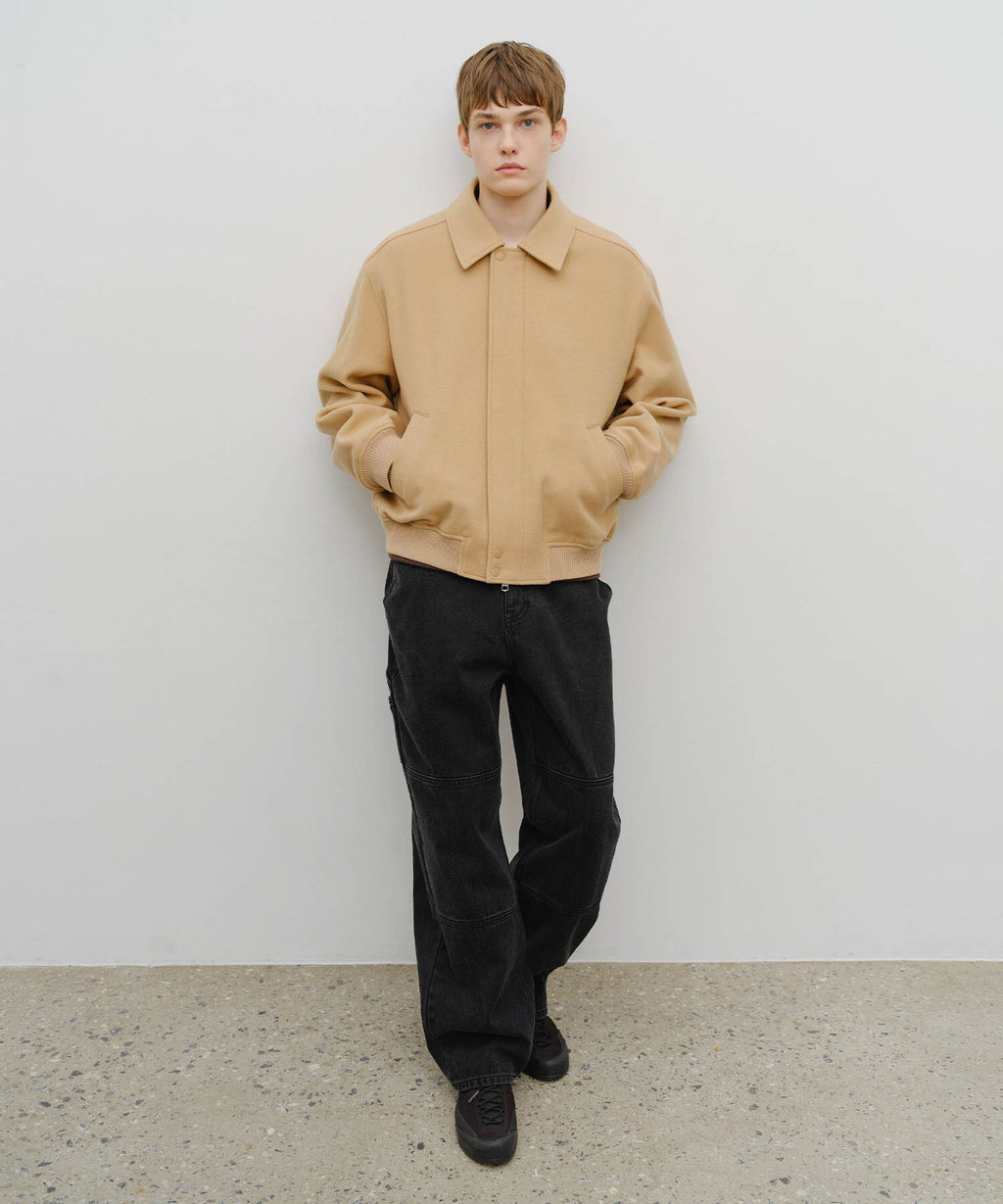 Marithe & Francois Girbaud - Wool Collar Varsity Jacket (Beige) product image 5 | TRAB K-Fashion Australia