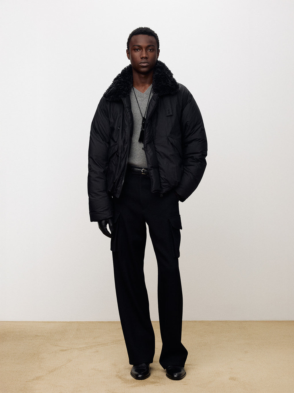 Tonywack - Shearling Collar Puffer Blouson (Black) product image 1 | TRAB K-Fashion Australia