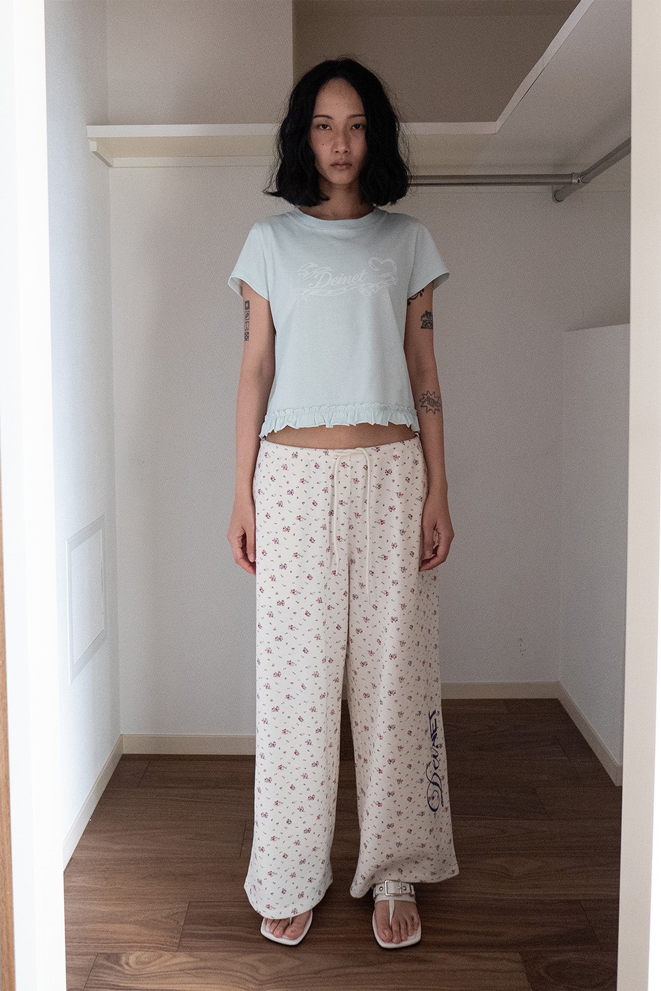 Deinet - Soft Waffle Flower Jersey Pants (Ivory) product image 1 | TRAB K-Fashion Australia