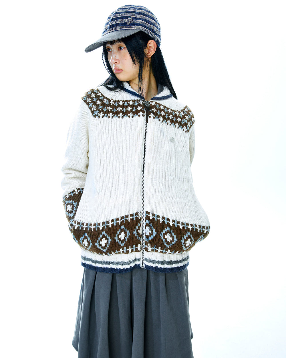 Coyseio - Mossy Cowichan Knit Jacket (Ivory) product image 14 | TRAB K-Fashion Australia