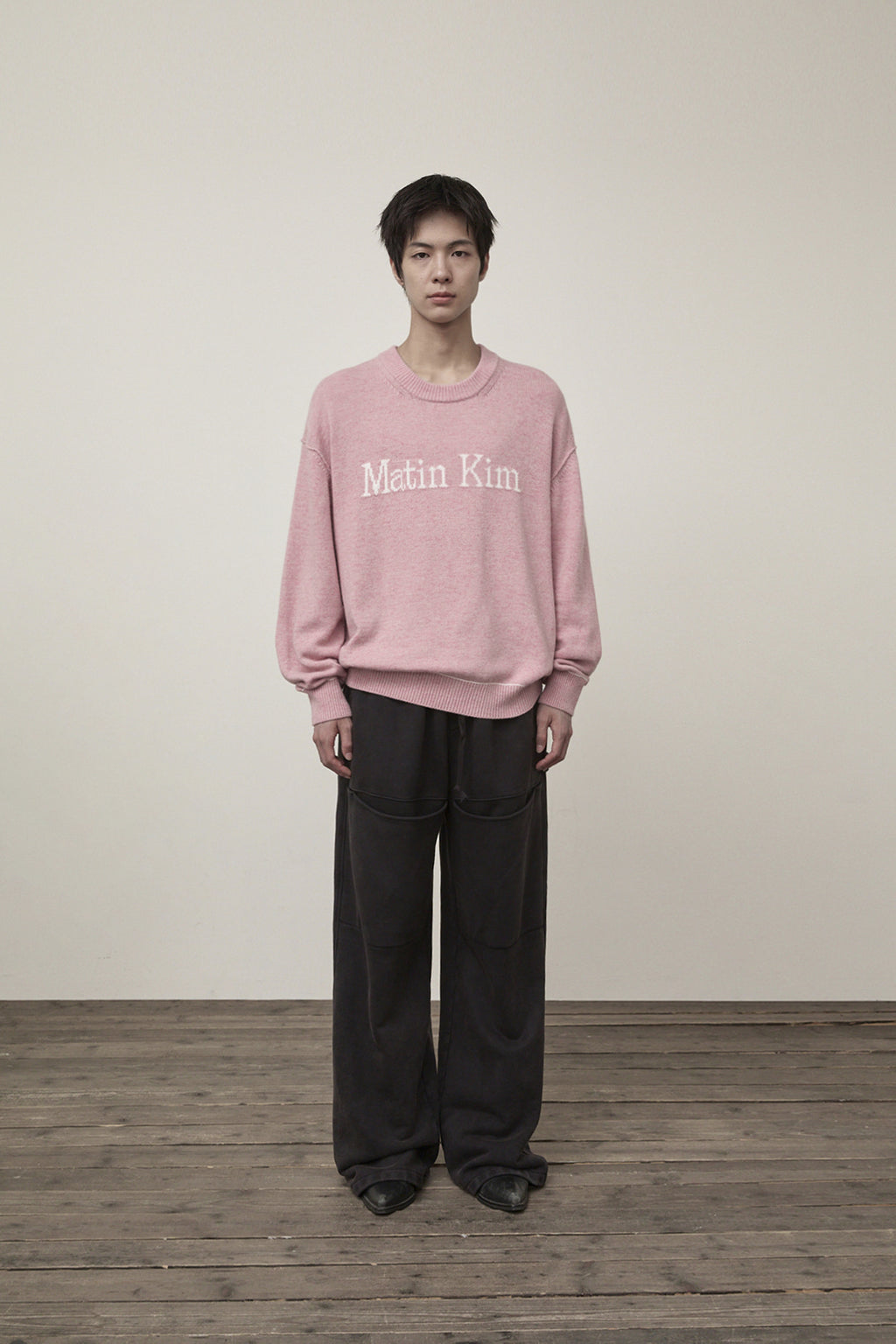 Matin Kim - Color Trim Line Logo Pullover (Pink) product image 5 | TRAB K-Fashion Australia