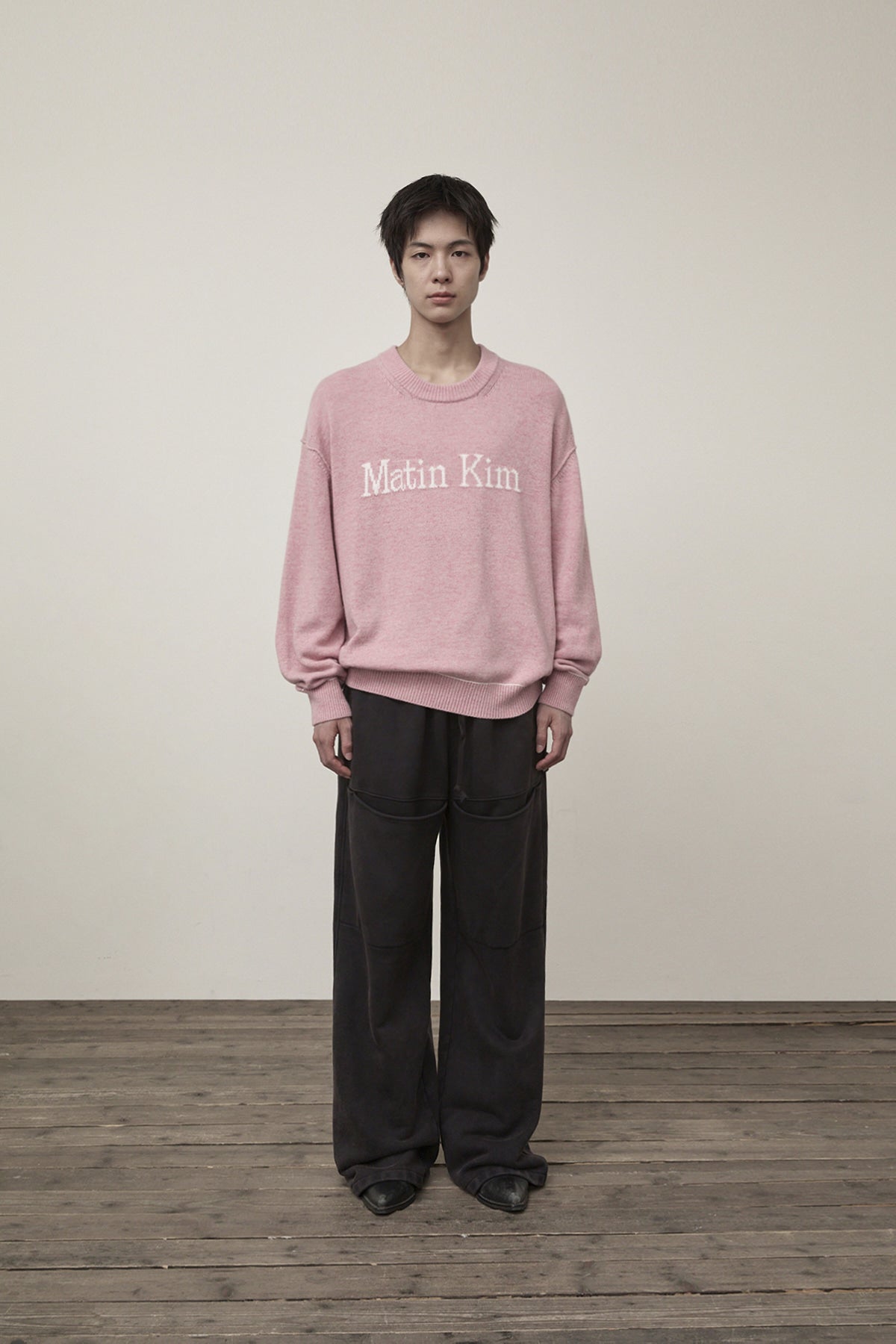 Matin Kim - Color Trim Line Logo Pullover (Pink) product image 5 | TRAB K-Fashion Australia