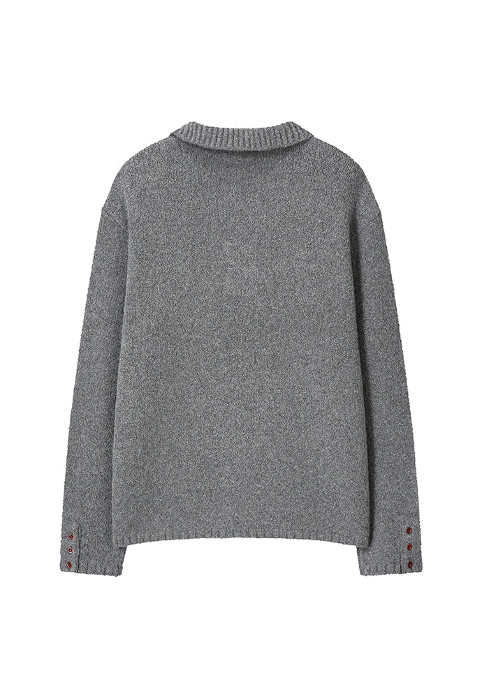Art if acts - Alpaca Blended Button Down Turtle Neck Knit (Stone) product image 8 | TRAB K-Fashion Australia
