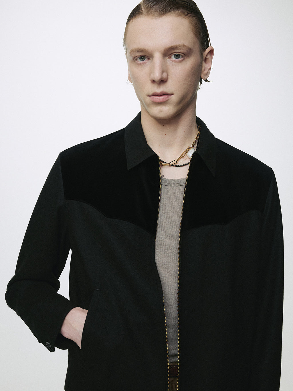 Tonywack - Wool Velvet Trimmed Blouson Jacket (Black) product image 8 | TRAB K-Fashion Australia