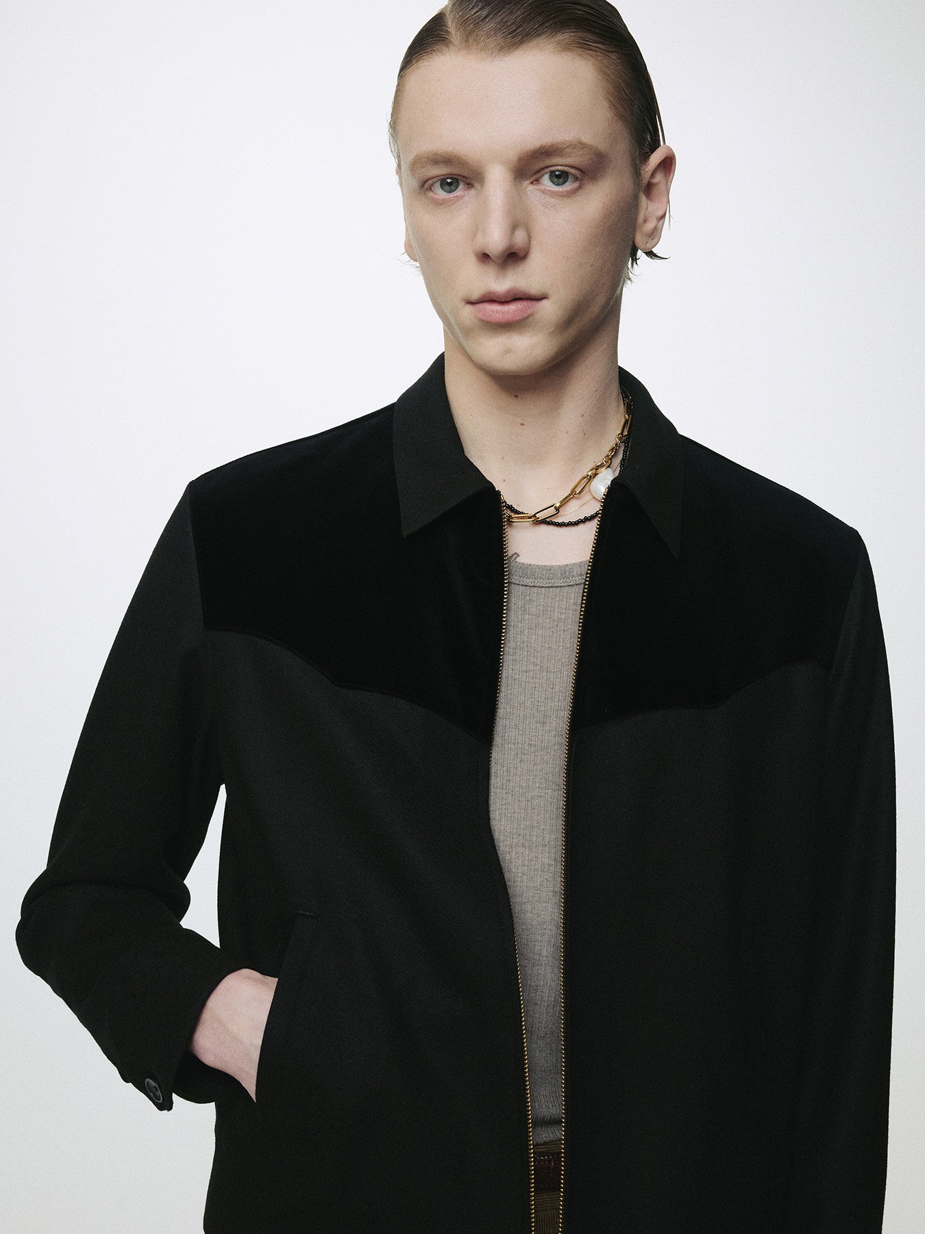 Tonywack - Wool Velvet Trimmed Blouson Jacket (Black) product image 8 | TRAB K-Fashion Australia