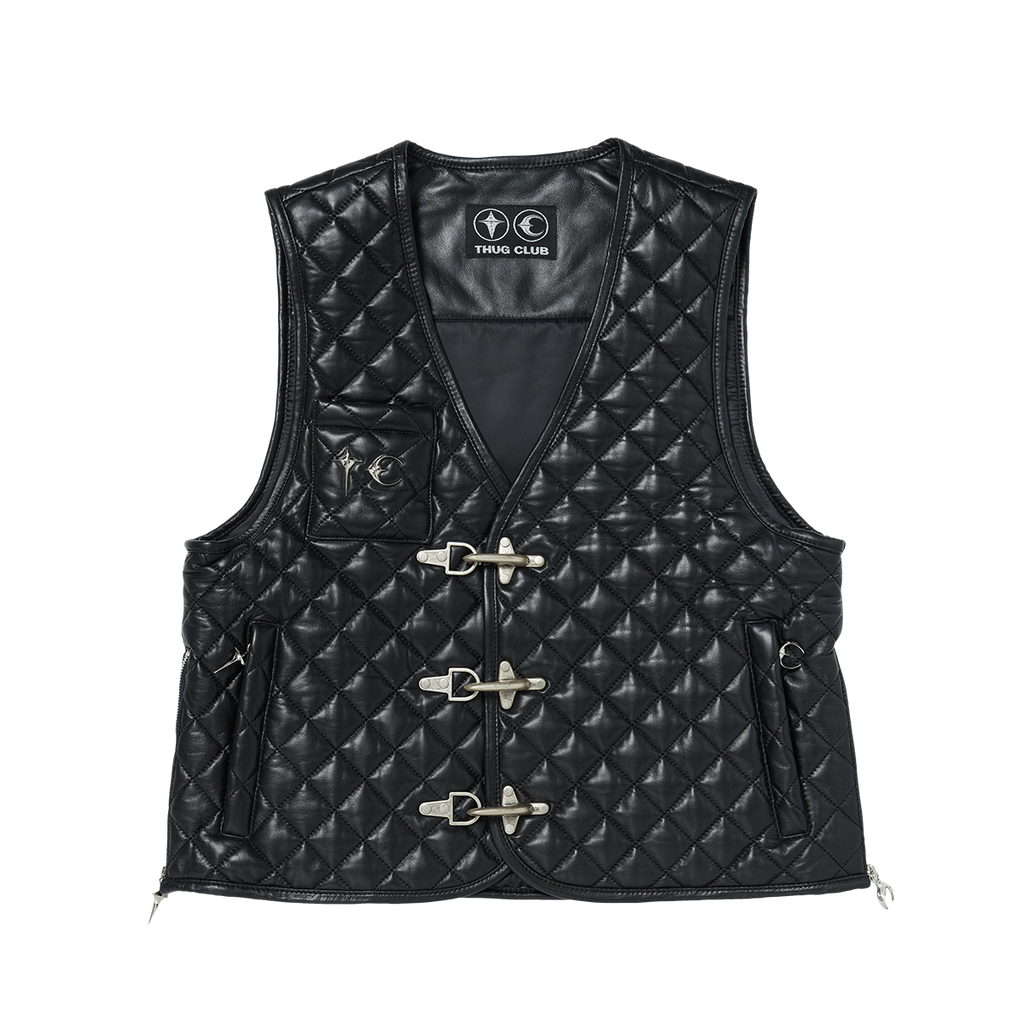 Thug Club - TC Bone Leather Quilted Vest (Black) product image 1 | TRAB K-Fashion Australia