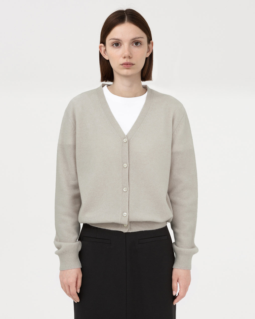 Brownyard - Cashmere V Neck Cardigan (Ivory) product image 1 | TRAB K-Fashion Australia