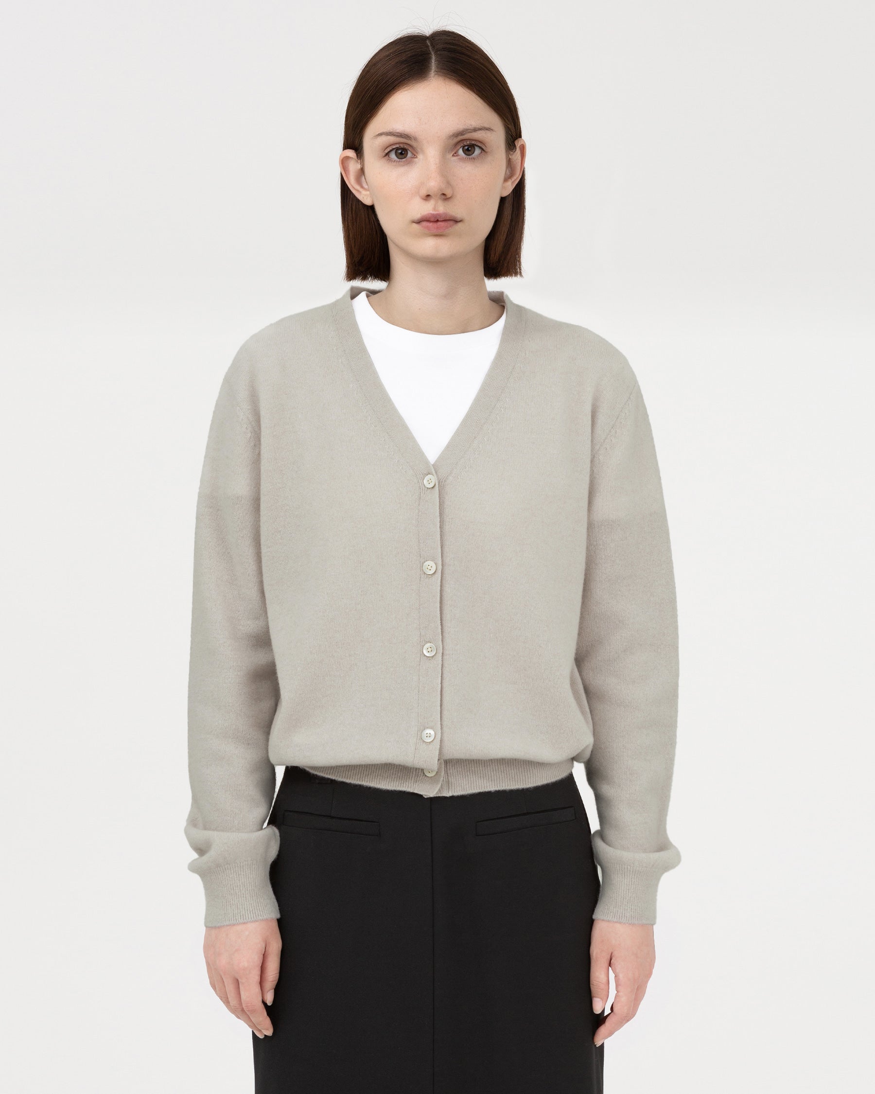 Brownyard - Cashmere V Neck Cardigan (Ivory) product image 1 | TRAB K-Fashion Australia