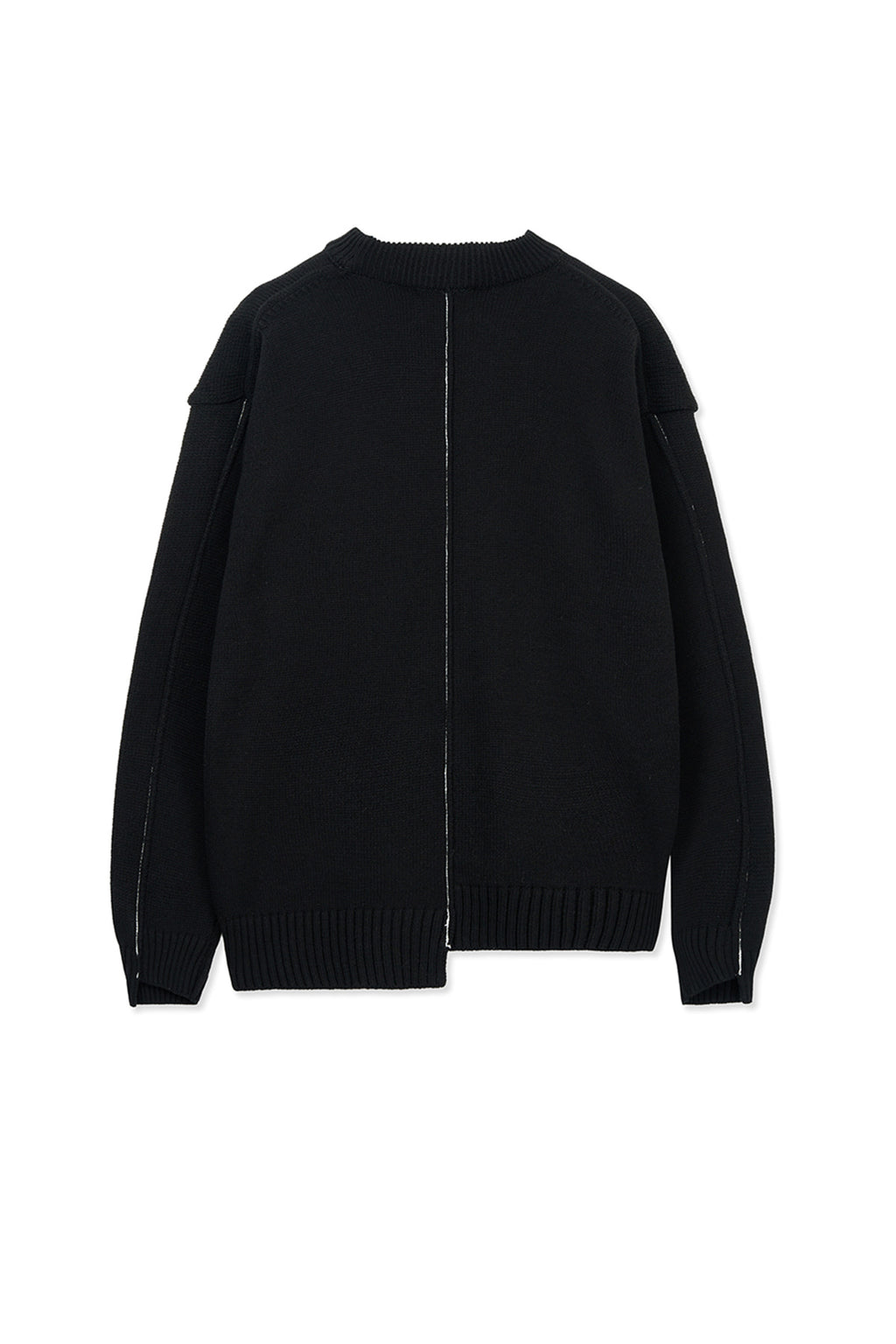 Matin Kim - Asymmetric Logo Knit Pullover (Black) product image 2 | TRAB K-Fashion Australia