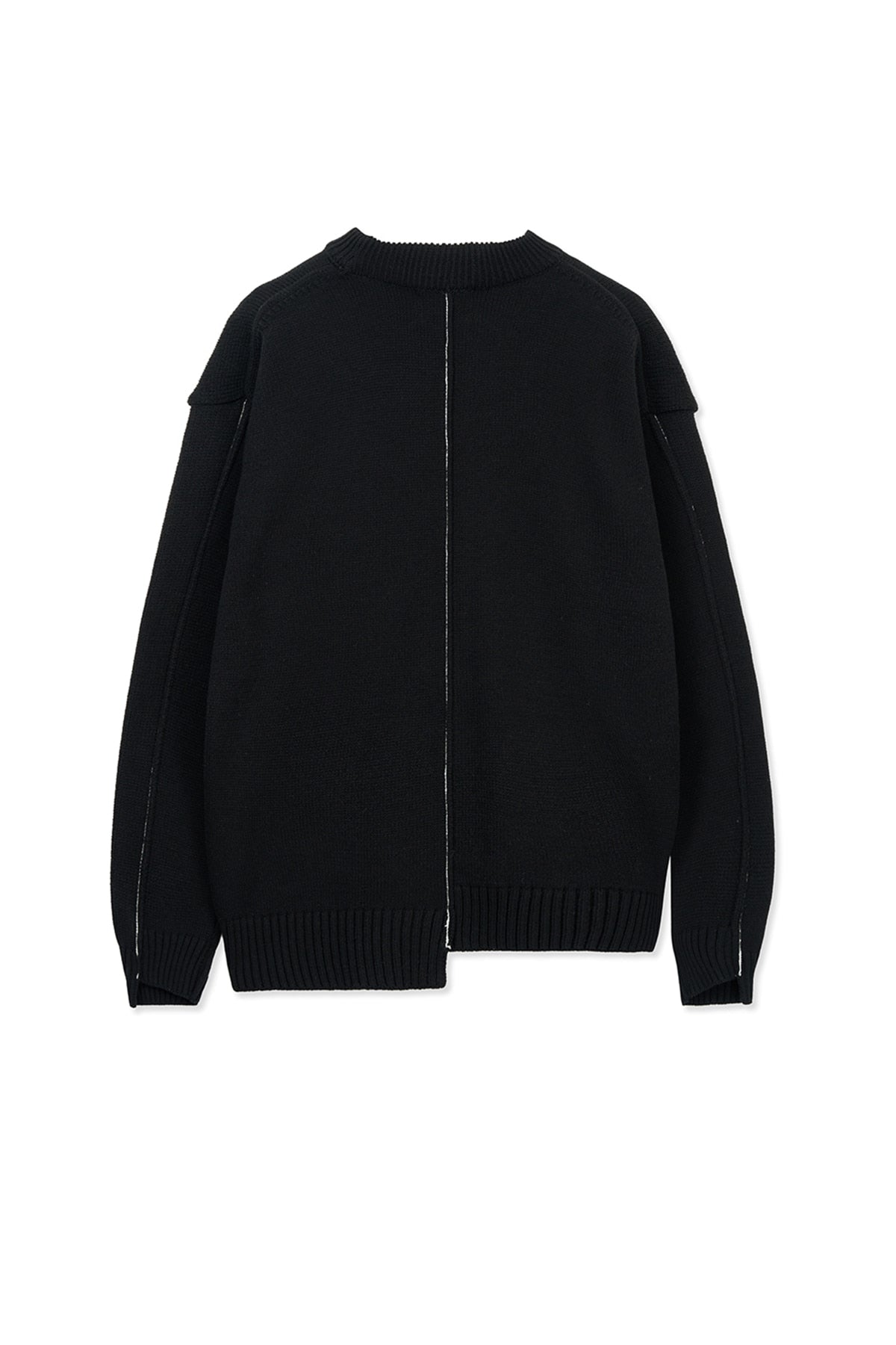 Matin Kim - Asymmetric Logo Knit Pullover (Black) product image 2 | TRAB K-Fashion Australia