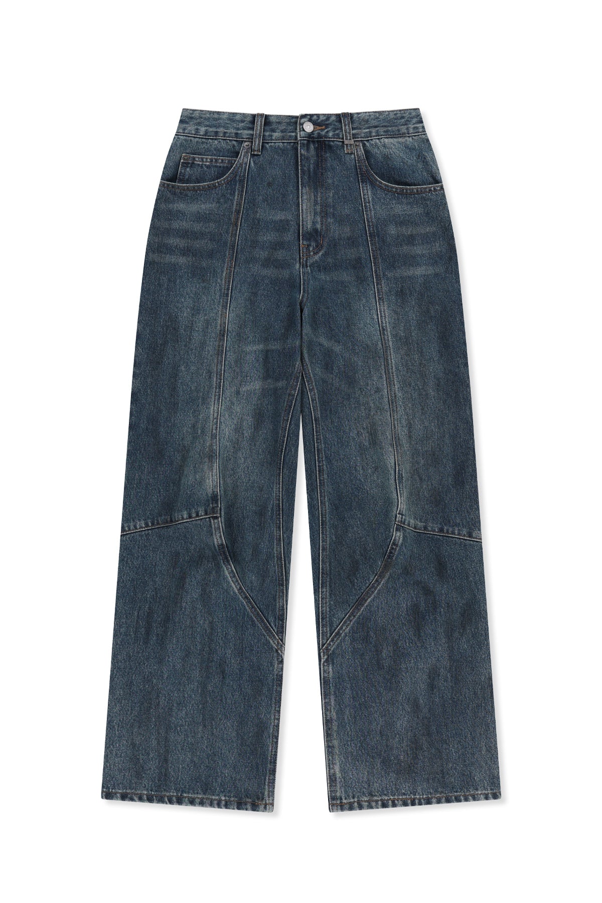 Matin Kim - Curved Seam Straight Denim Pants (Blue) product image 2 | TRAB K-Fashion Australia