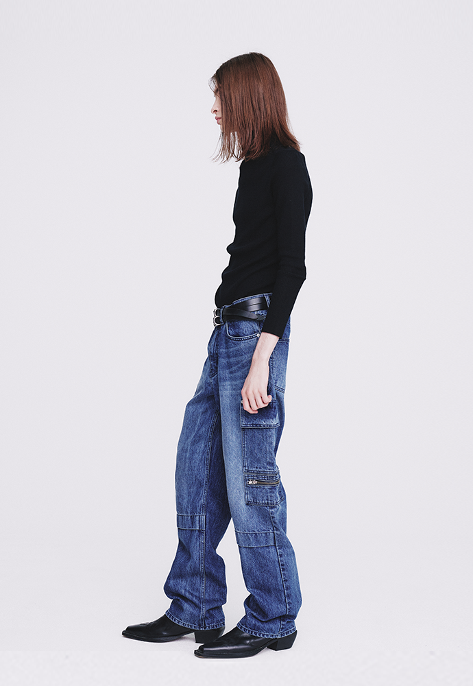 Tonywack - Relaxed Cut Denim Cargo Jeans (Faded Mid Blue) product image 2 | TRAB K-Fashion Australia