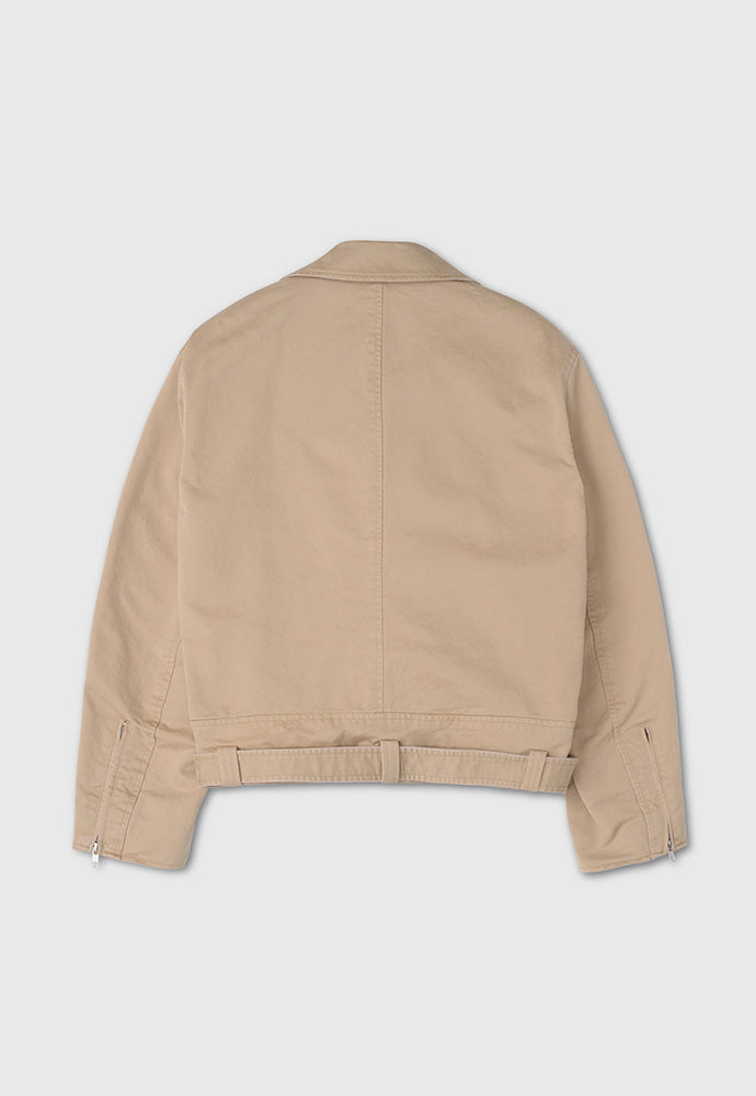 Tonywack - Garment-Washed Cotton Gabardine Biker Jacket (Faded Beige) product image 12 | TRAB K-Fashion Australia