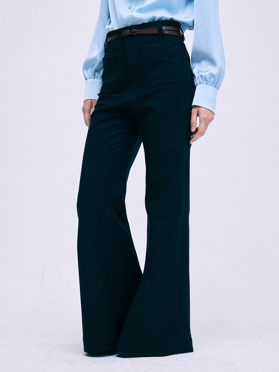 Mardi Mercredi - Wool Flare Pants (Navy) product image 1 | TRAB K-Fashion Australia