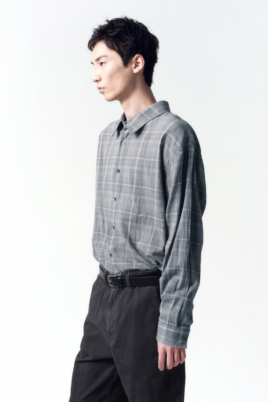 Insilence - Damaged Seer Check Shirts (Grey) product image 3 | TRAB K-Fashion Australia
