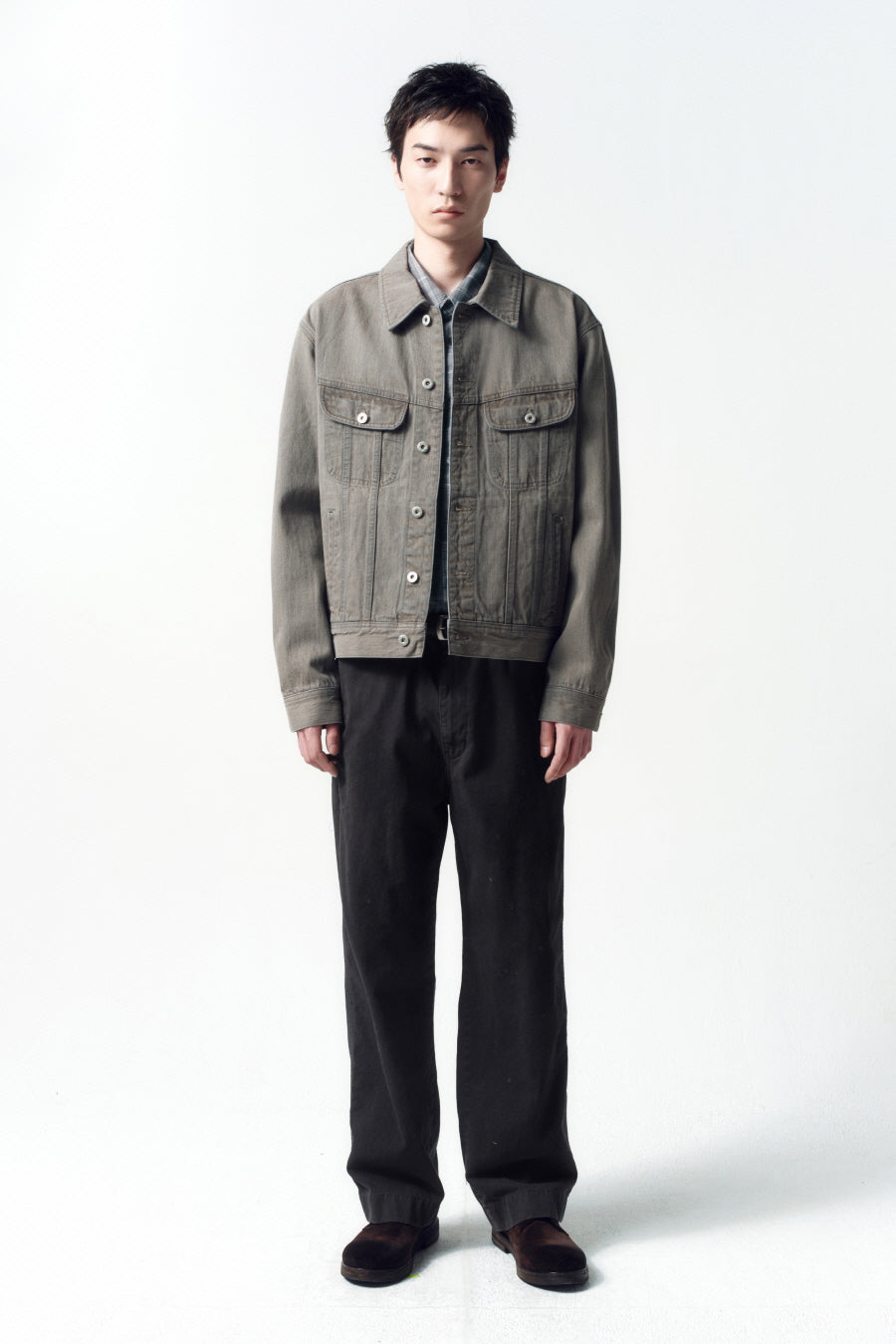 Insilence - Riders Trucker Jacket (Ash Beige) product image 1 | TRAB K-Fashion Australia