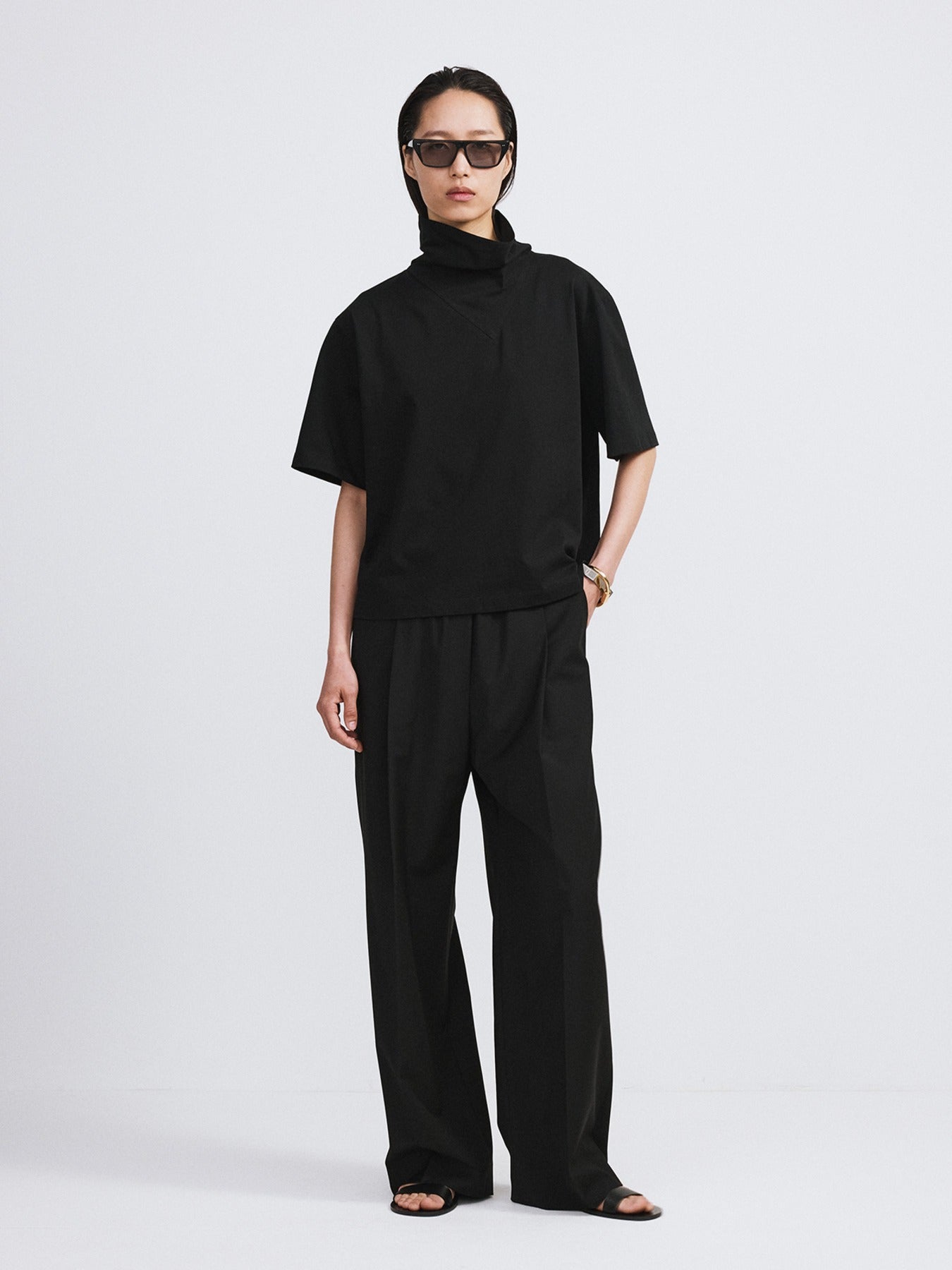 Recto - Banding Waist Wide Pants (Black) product image 1 | TRAB K-Fashion Australia