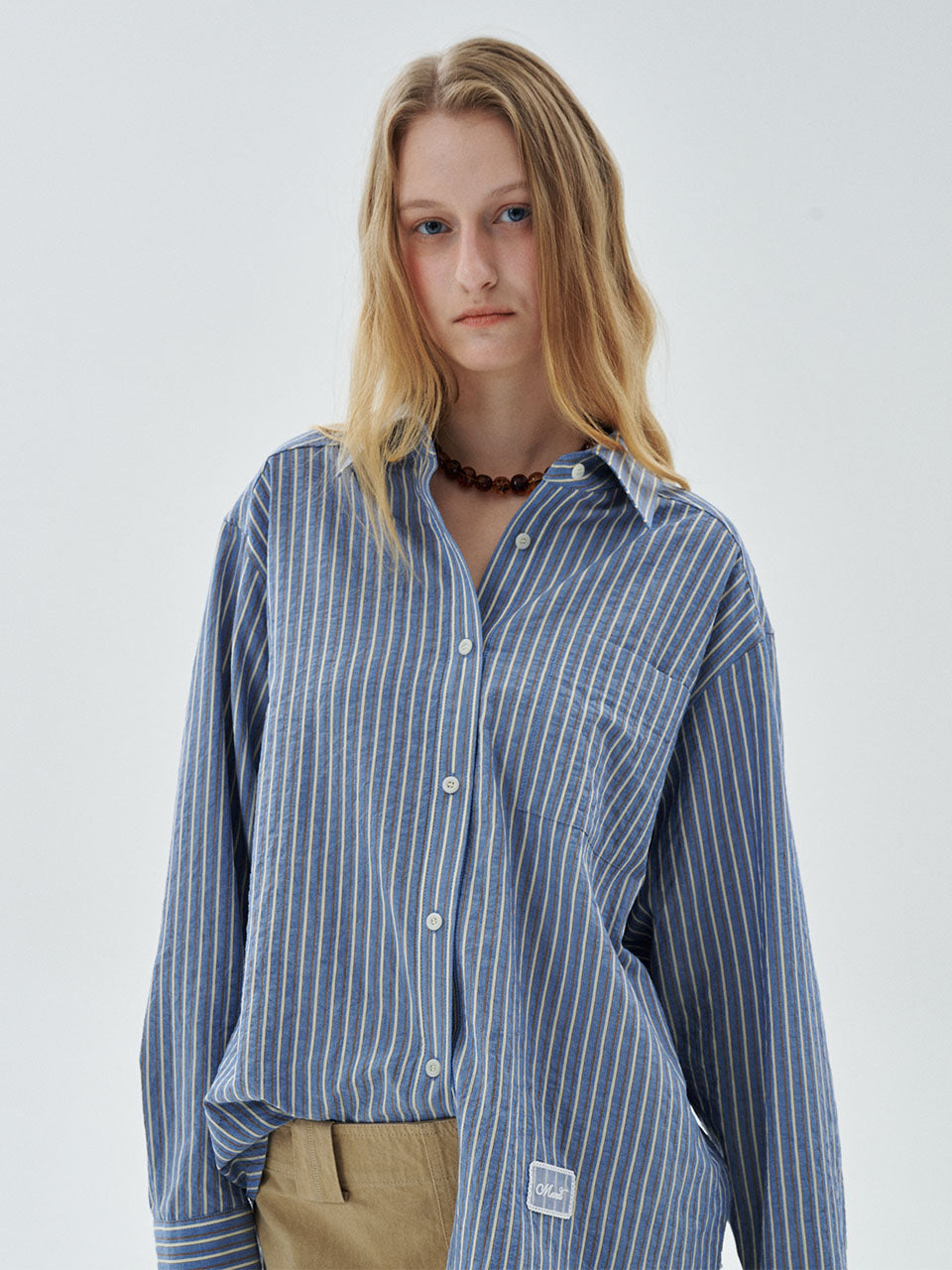 Mardi Mercredi - [Pre-Order – Ships October 2] Relaxed Fit Shirt Stripe (Blue) product image 1 | TRAB K-Fashion Australia