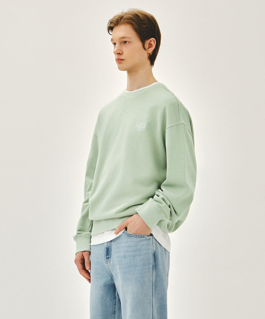 Marithe & Francois Girbaud - Outline Classic Logo Dyeing Oversized Sweatshirt (Mint) product image 2 | TRAB K-Fashion Australia