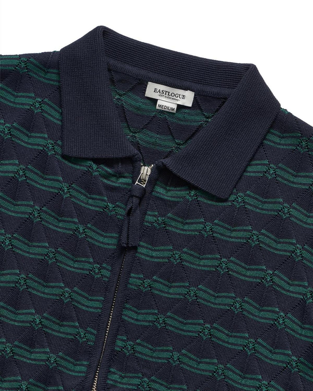 Eastlogue - Weavy Zip Up Half Cardigan (D.navy & Green) product image 7 | TRAB K-Fashion Australia