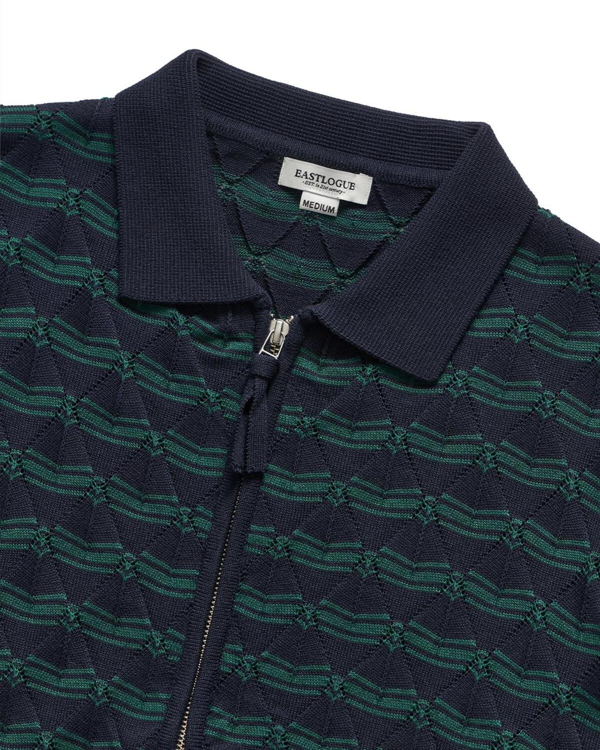 Eastlogue - Weavy Zip Up Half Cardigan (D.navy & Green) product image 7 | TRAB K-Fashion Australia