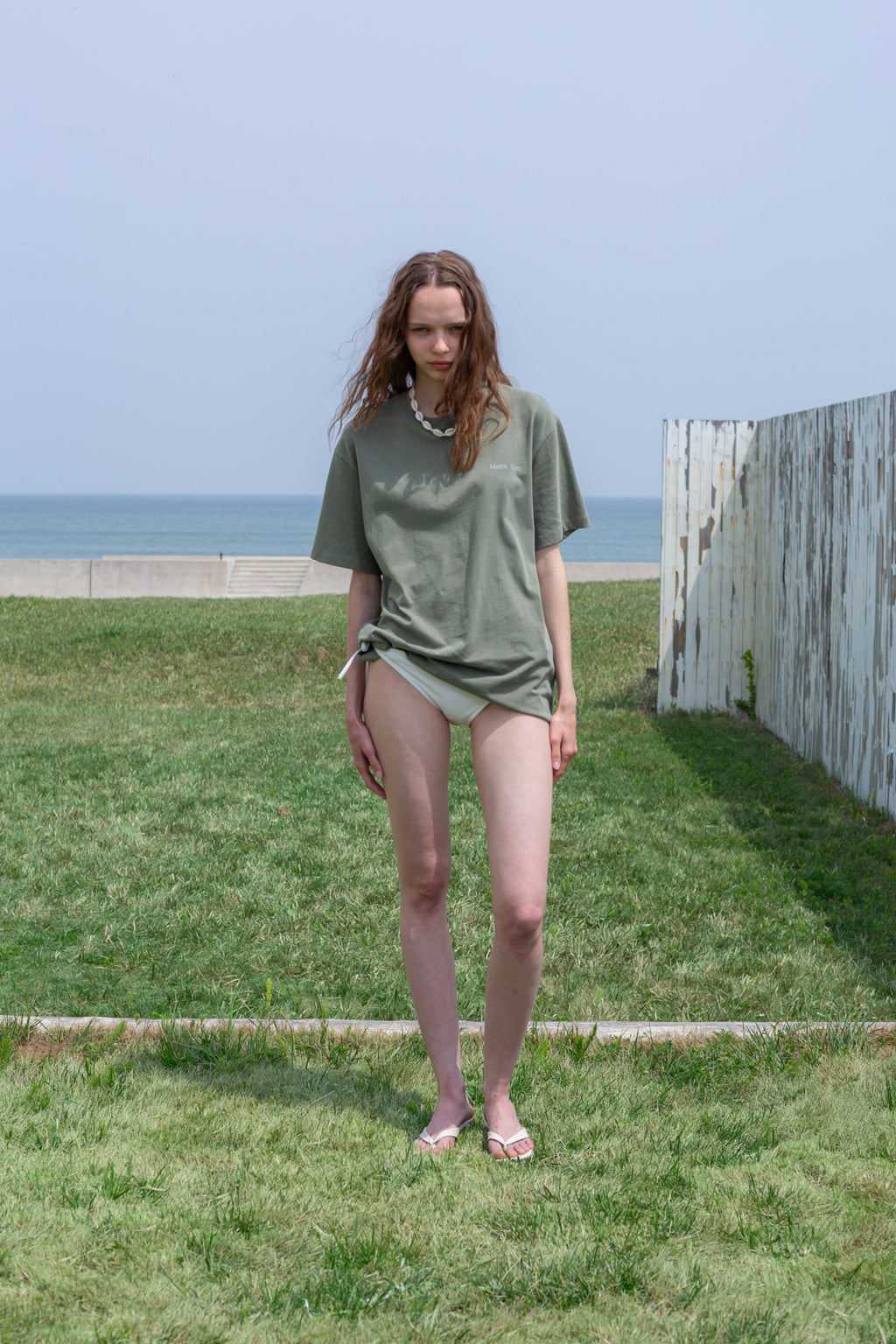 Matin Kim - Vintage Washed Logo Top (Khaki) product image 10 | TRAB K-Fashion Australia