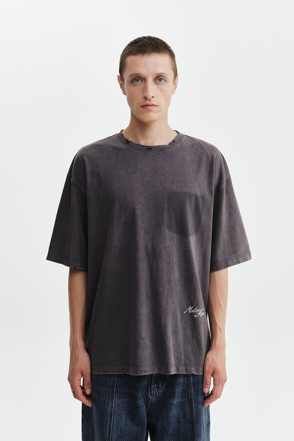 Matin Kim - Vintage Washed Calligraphy Back Logo Top (Charcoal) product image 12 | TRAB K-Fashion Australia