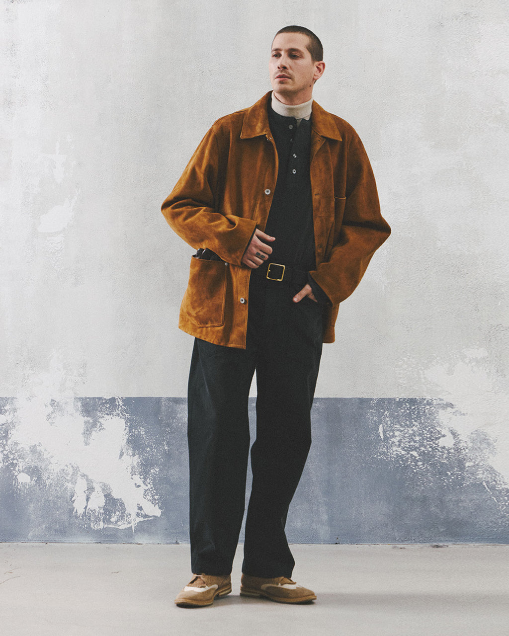 Eastlogue - Railman Work Leather Jacket (Beige Suede) product image 1 | TRAB K-Fashion Australia