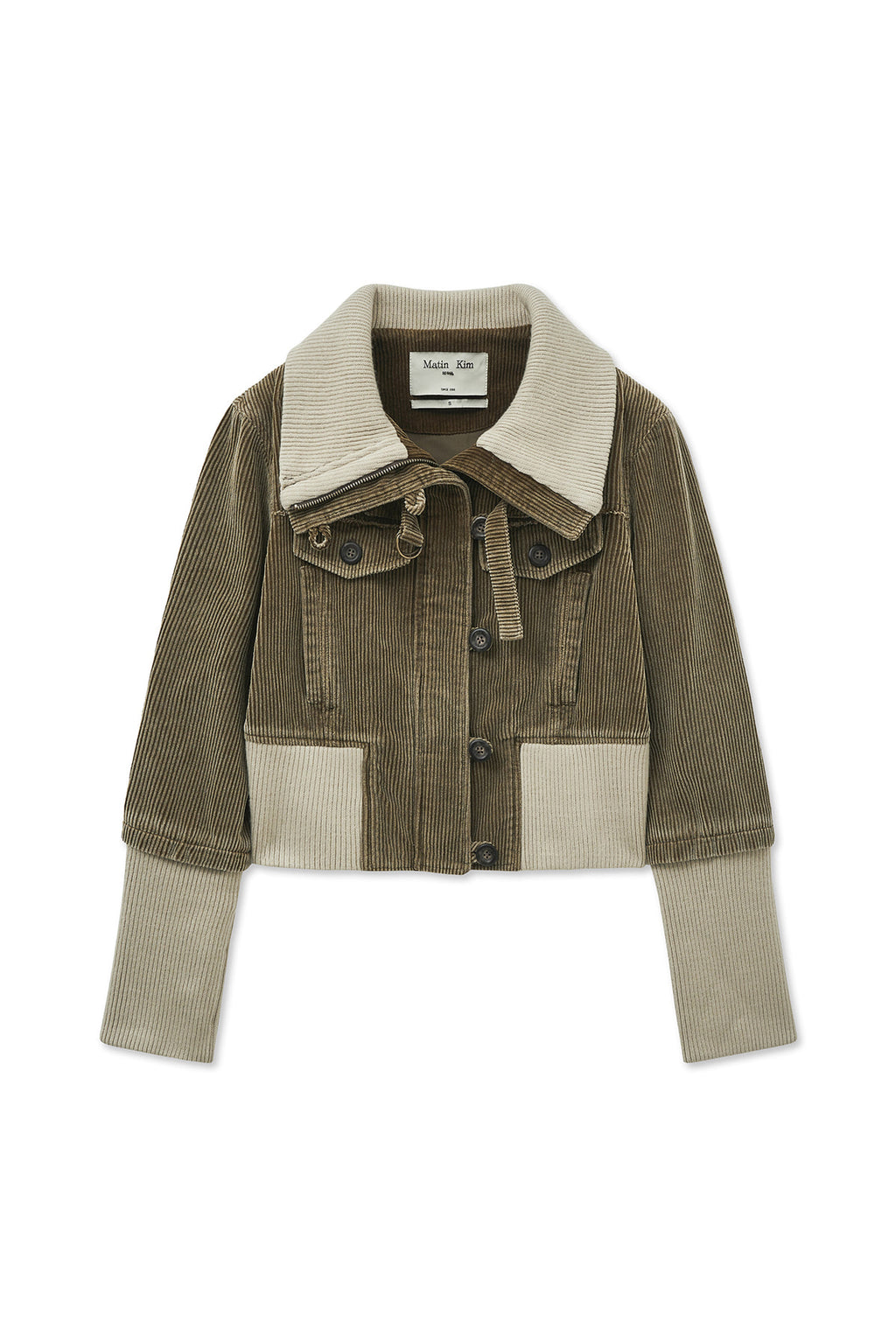 Matin Kim - Washed Corduroy Bomber Jumper (Khaki) product image 10 | TRAB K-Fashion Australia