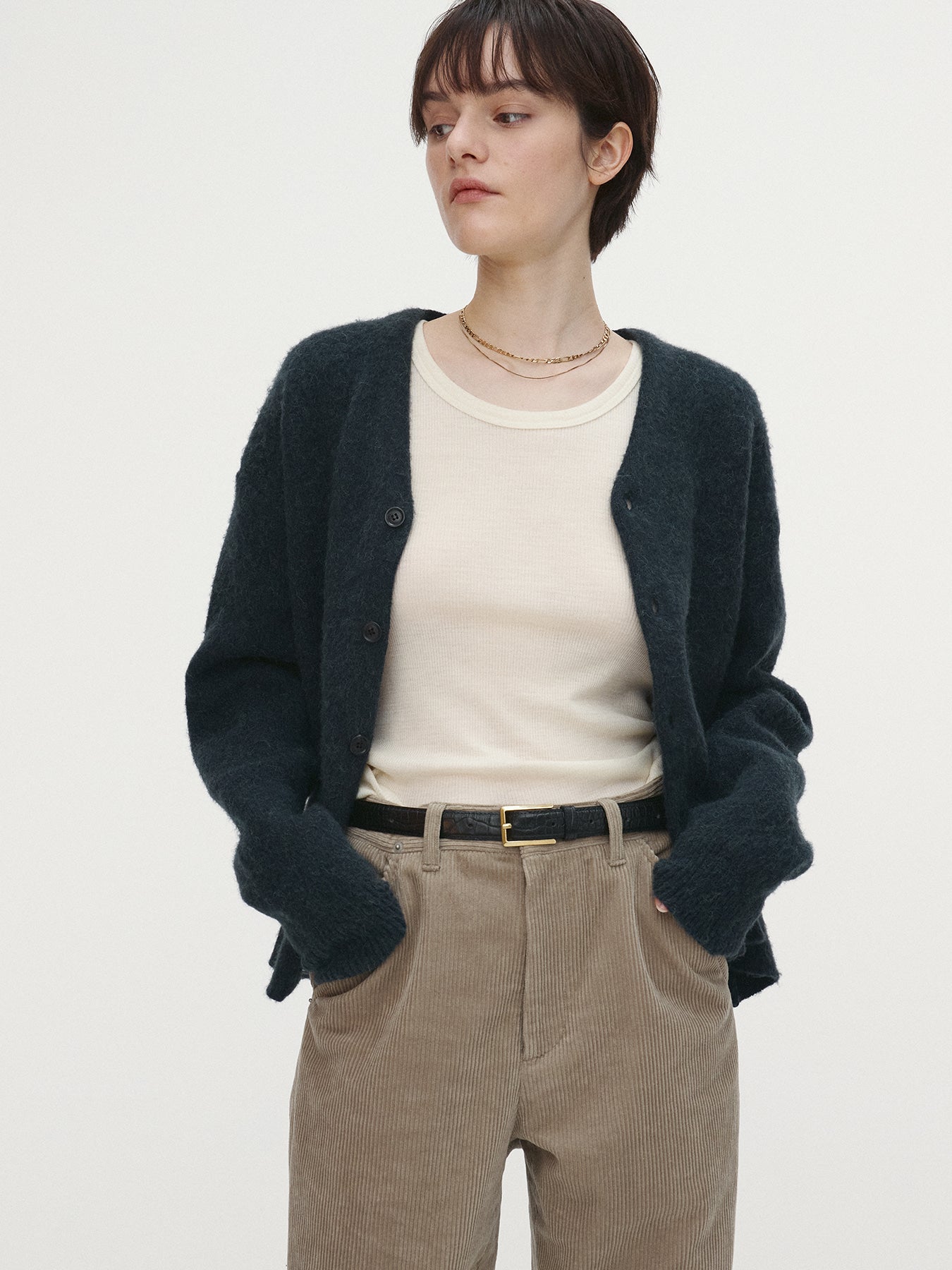 Tonywack - Brushed Mohair V-Neck Cardigan (Dark Turquoise) product image 4 | TRAB K-Fashion Australia