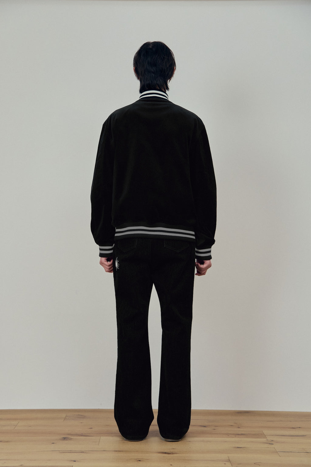 Stu - Embroidery Velvet Denim Pants (Black) product image 3 | TRAB K-Fashion Australia