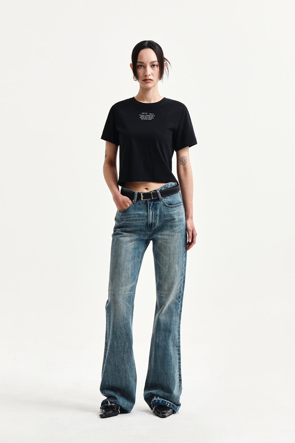 Matin Kim - Label Point Lettering Crop Top (Black) product image 8 | TRAB K-Fashion Australia