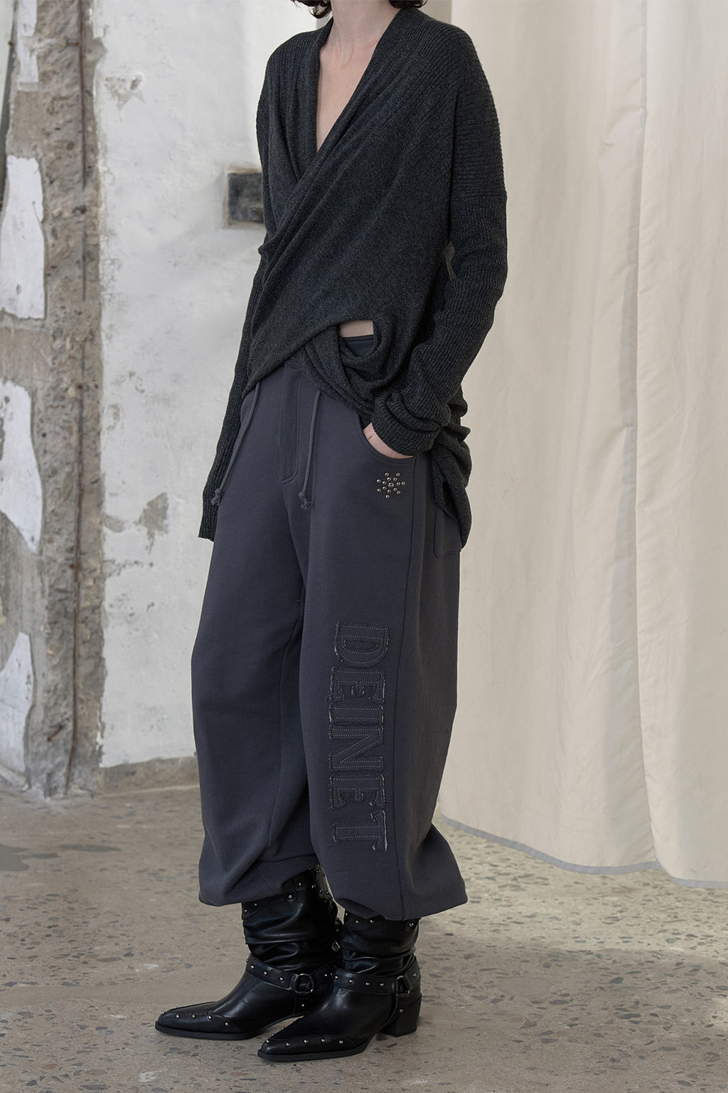 Deinet - Fluid Knit Drape Cardigan (Charcoal) product image 7 | TRAB K-Fashion Australia