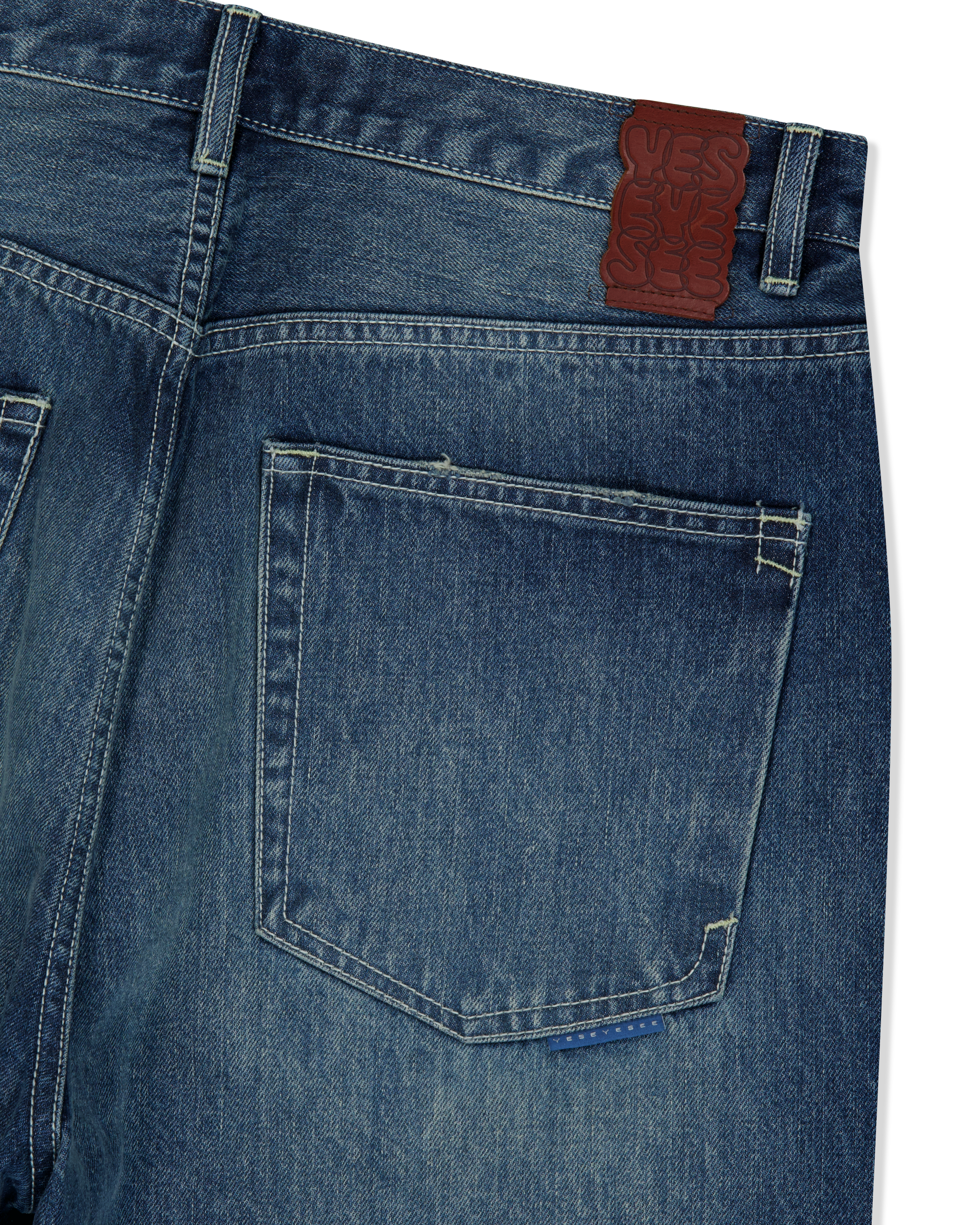yeseyesee - Distressed 5 Pockets Denim Pants (Medium Indigo) product image 4 | TRAB K-Fashion Australia