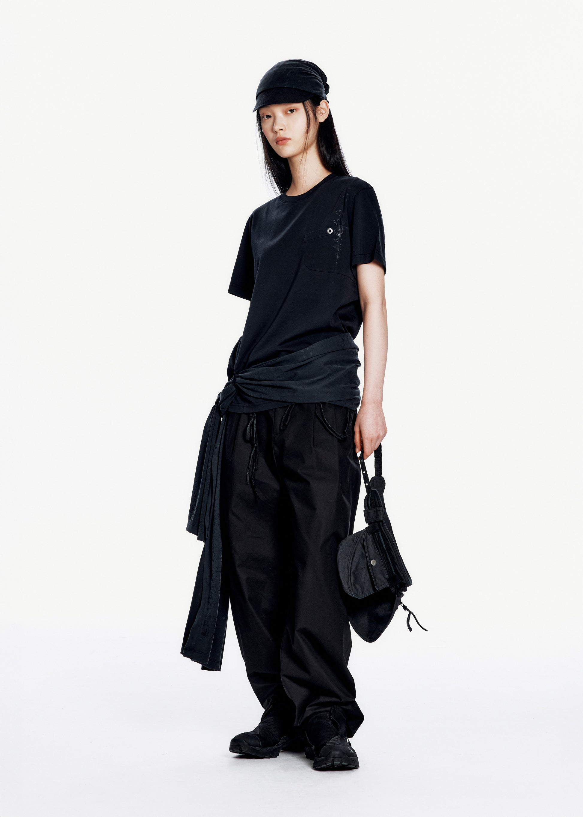 Hyein Seo - Basic T-shirt w/ Graphic Scarf (Black) product image 1 | TRAB K-Fashion Australia
