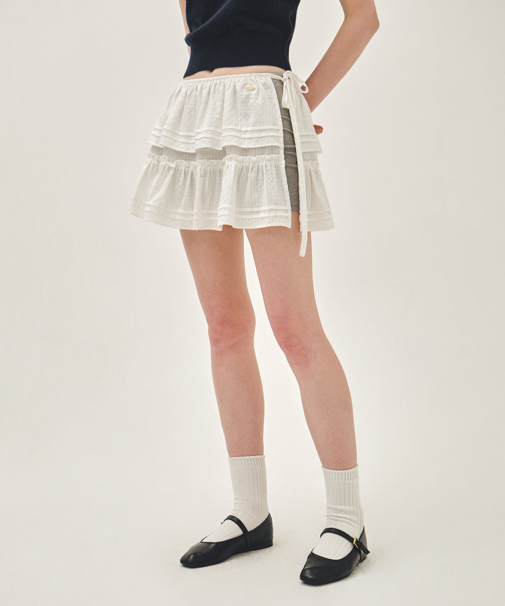 Marithe & Francois Girbaud - Layered Ruffle Skirt (White) product image 1 | TRAB K-Fashion Australia