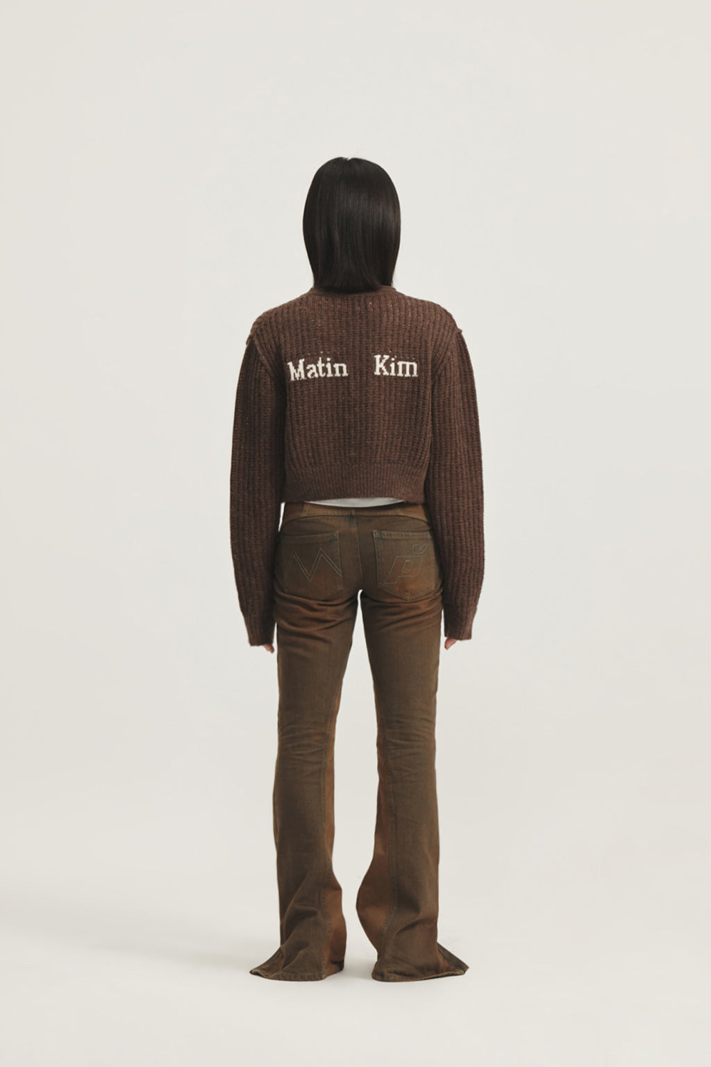 Matin Kim - Peaches Zipper Detail Boots Cut Denim Pants (Brown) product image 9 | TRAB K-Fashion Australia