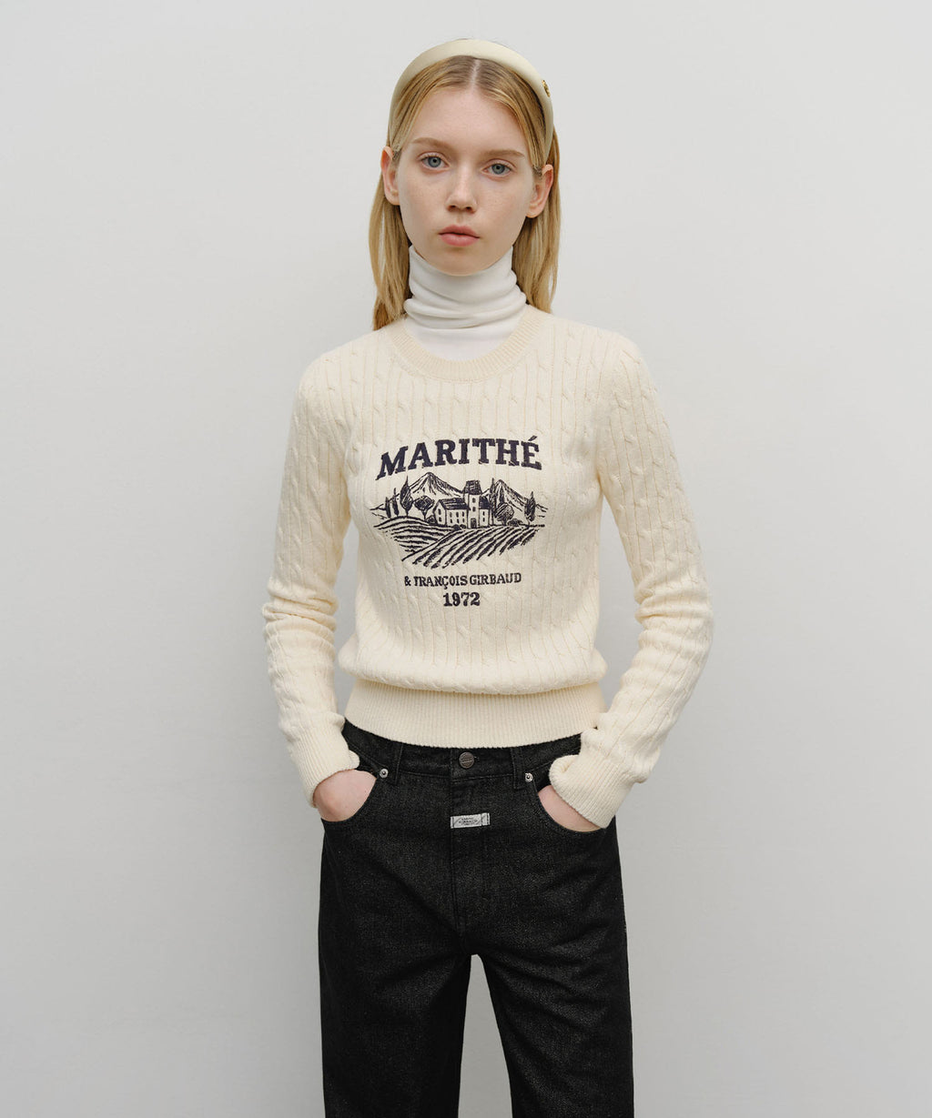 Marithe & Francois Girbaud - Vineyard Cable Knit Pullover (Ivory) product image 1 | TRAB K-Fashion Australia