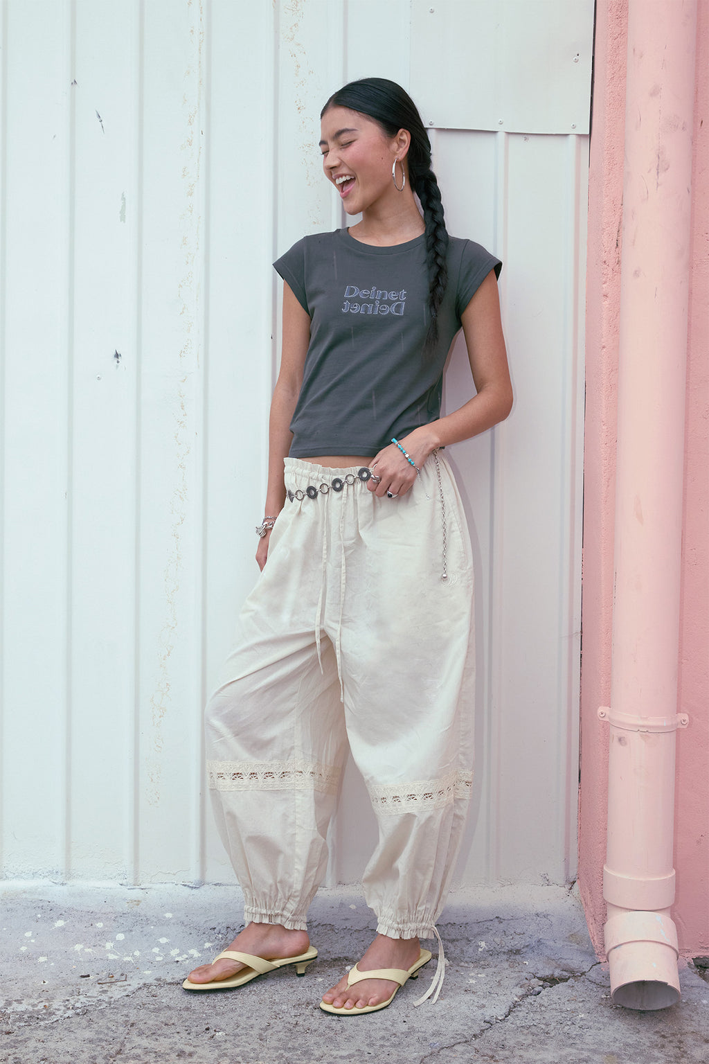 Deinet - Lace Detailed Balloon Pants (Oatmeal) product image 6 | TRAB K-Fashion Australia