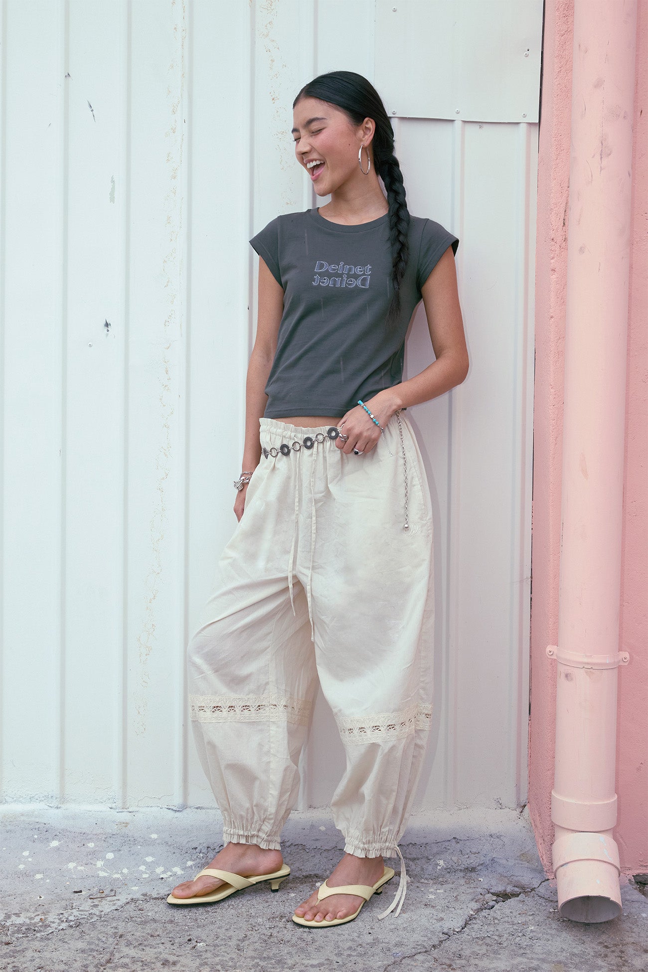 Deinet - Lace Detailed Balloon Pants (Oatmeal) product image 6 | TRAB K-Fashion Australia