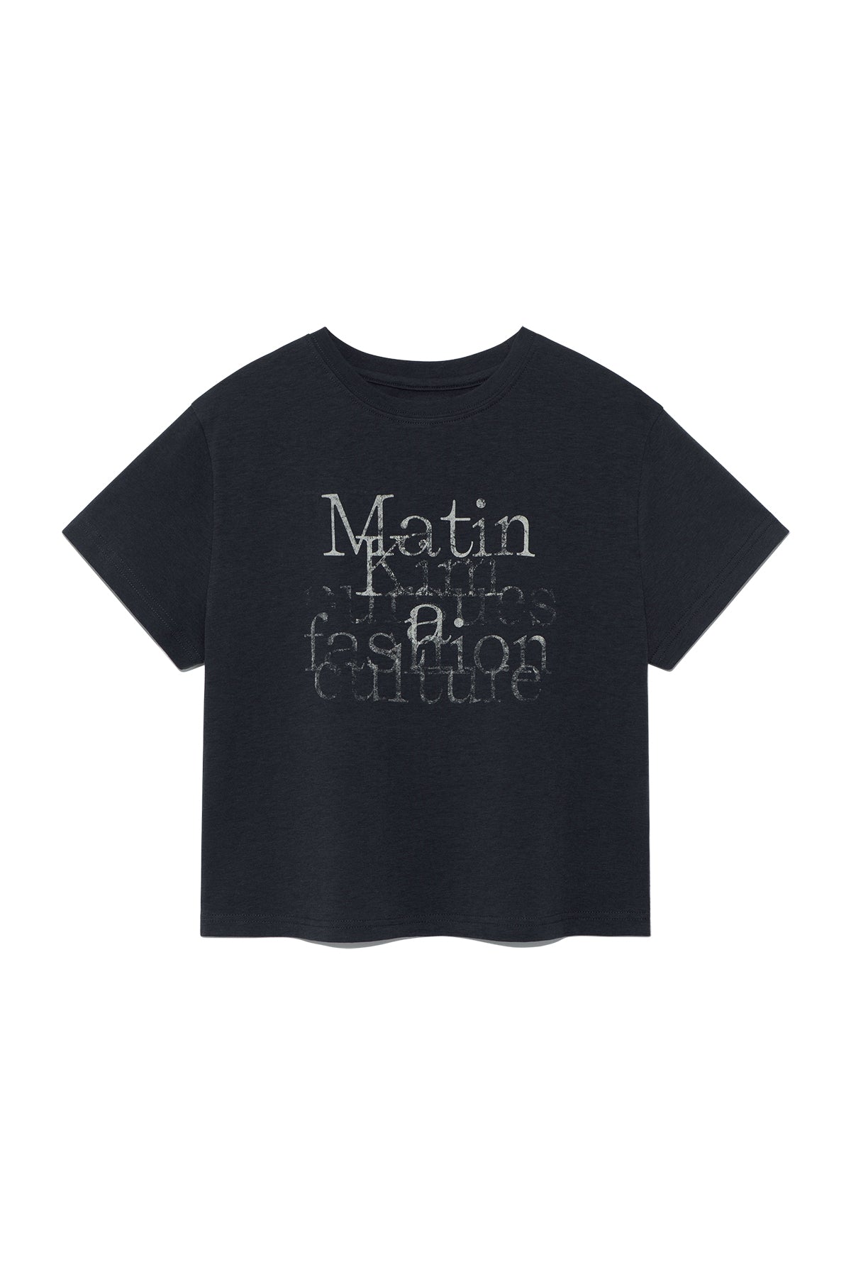 Matin Kim - Dusty Typo Graphic Crop Top (Charcoal) product image 1 | TRAB K-Fashion Australia