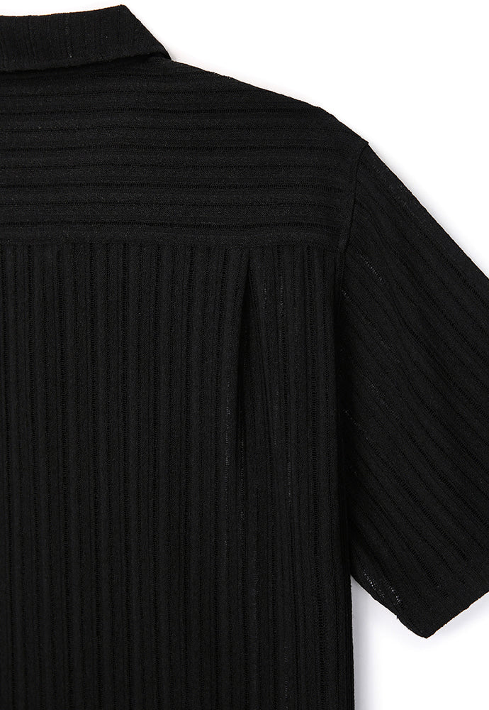 Tonywack - Crochet Camp Collar Half Sleeve Shirt (Black) product image 9 | TRAB K-Fashion Australia