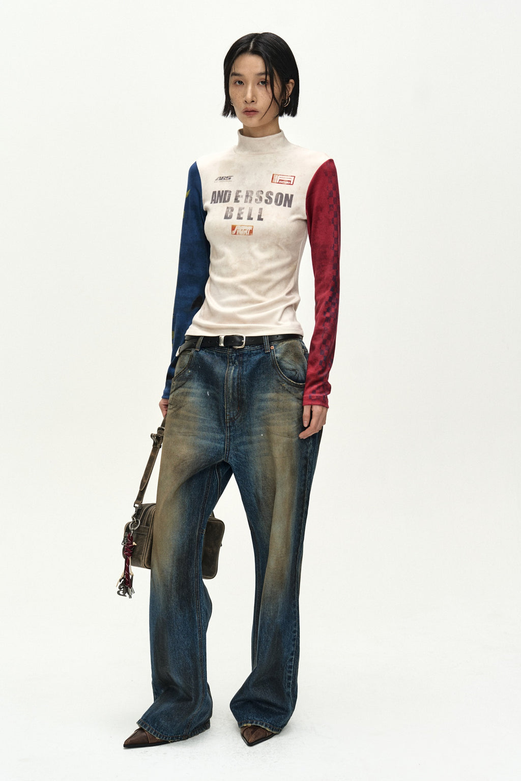 Andersson Bell - Racing Graphic Color-Block High-Neck Top (navy/red) (Navy/Red) product image 3 | TRAB K-Fashion Australia